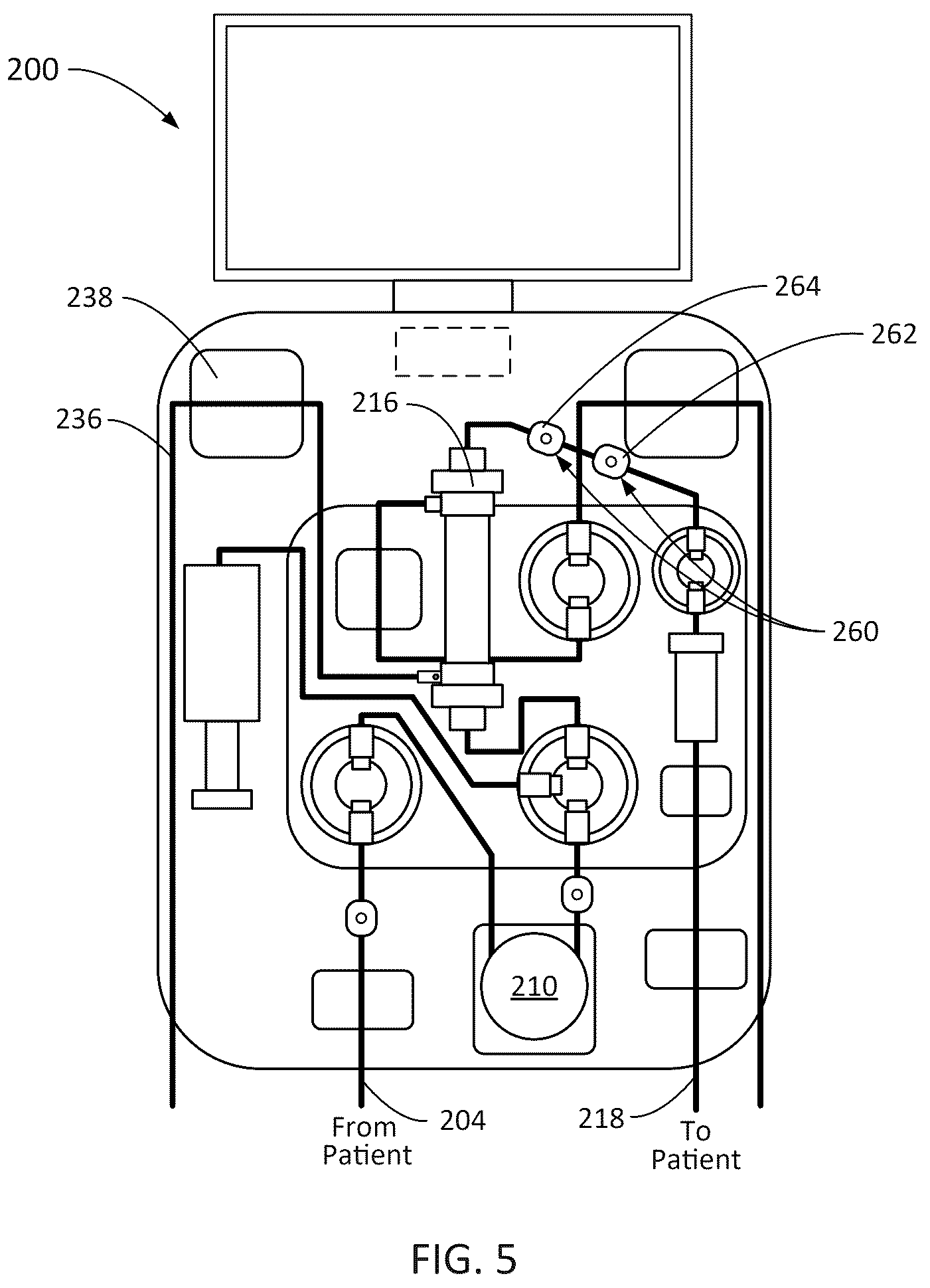 Patent US12508351 Figure 5 – Extracorporeal blood filtering machine and methods