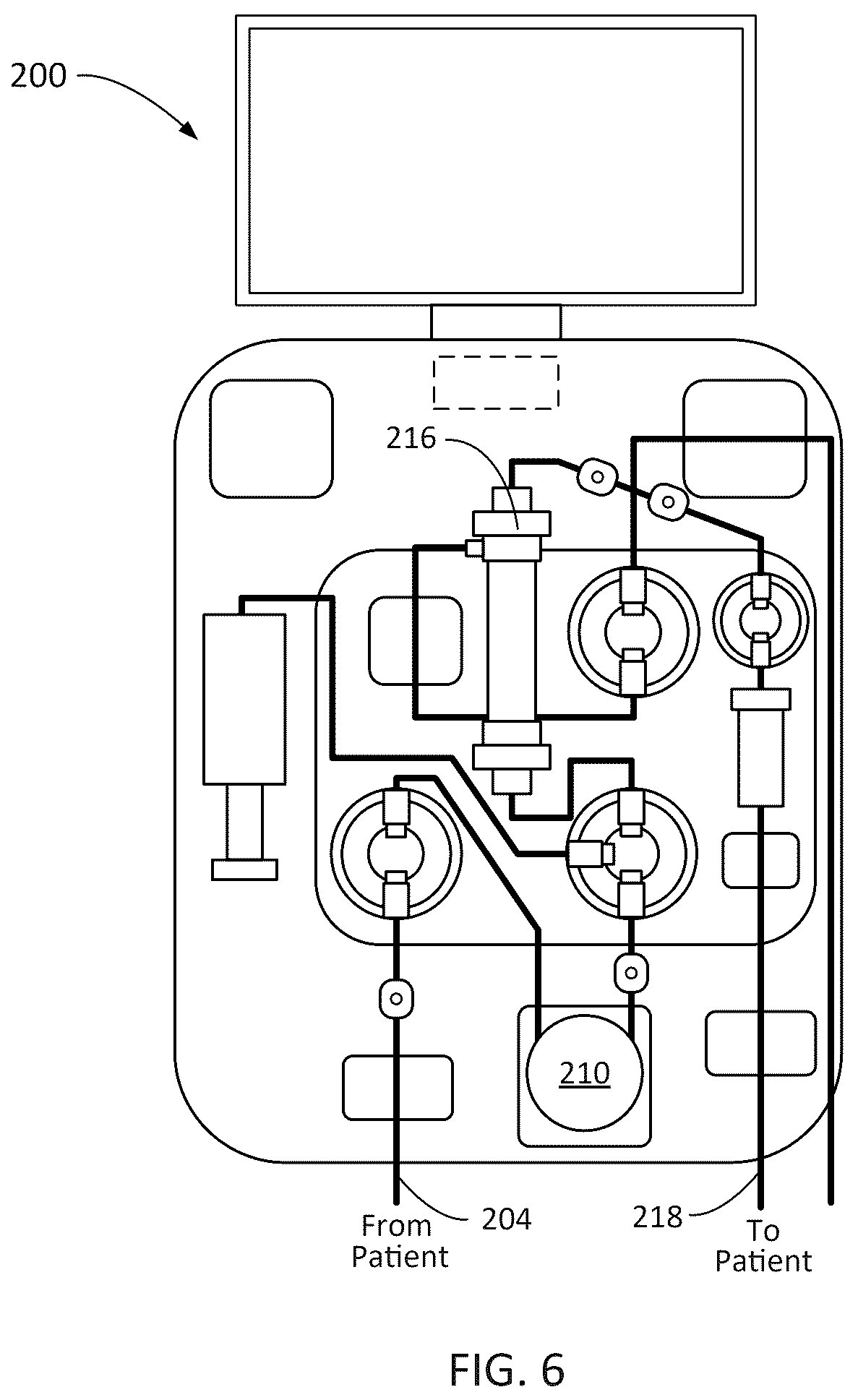 Patent US12508351 Figure 6 – Extracorporeal blood filtering machine and methods