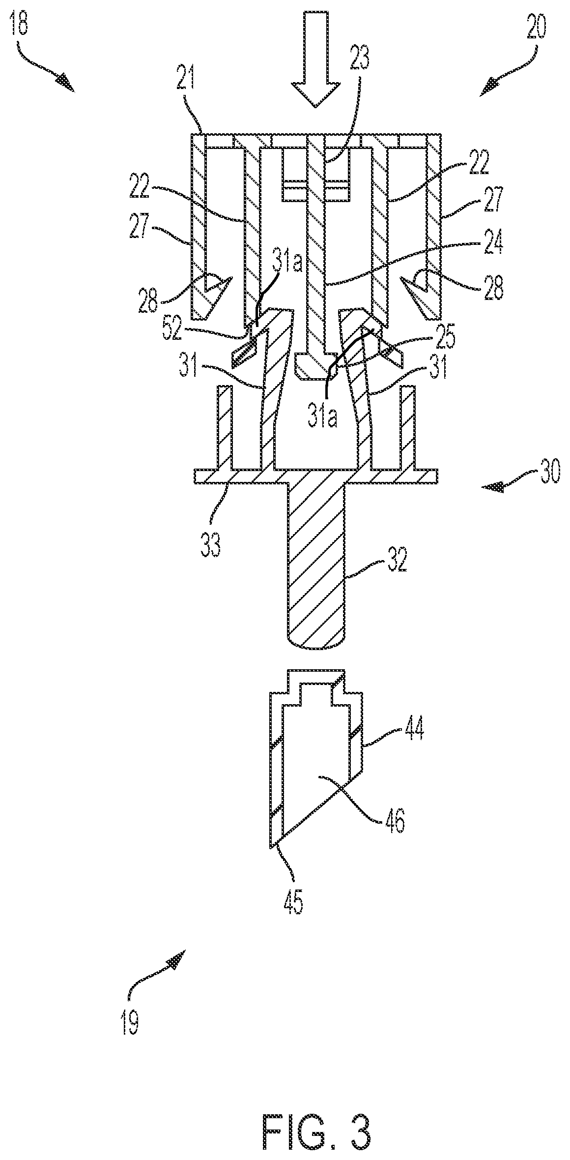 Patent US12508377 Figure 3 – Nasal delivery device with trigger and spring-loaded activator