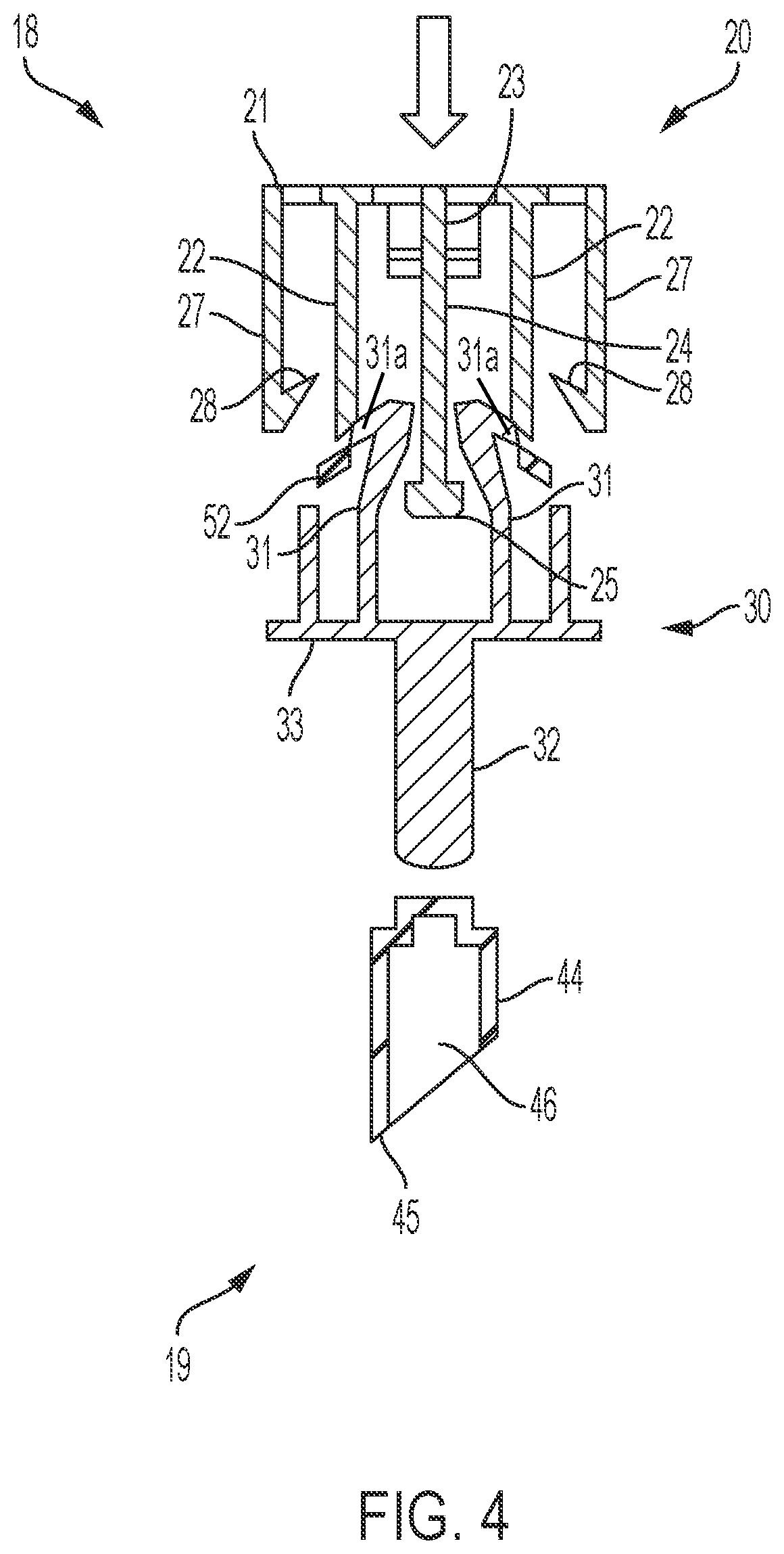 Patent US12508377 Figure 4 – Nasal delivery device with trigger and spring-loaded activator