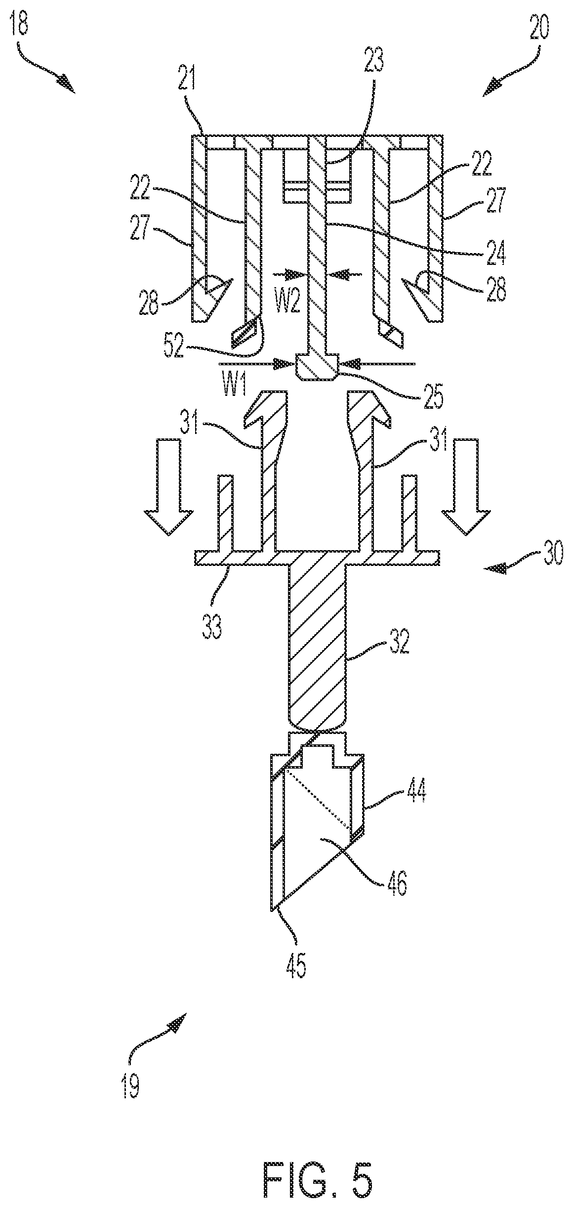 Patent US12508377 Figure 5 – Nasal delivery device with trigger and spring-loaded activator