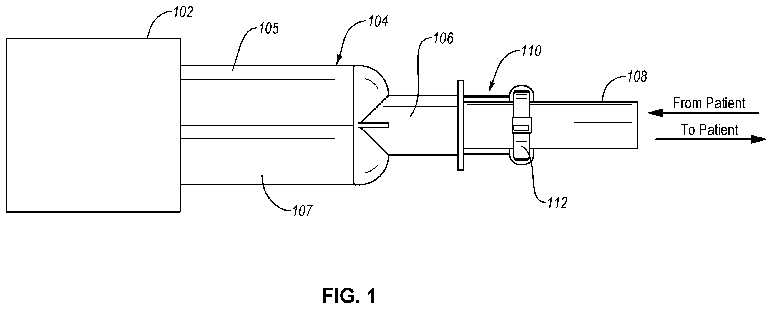Patent US12508388 Figure 1 – Tube connector for ventilator system