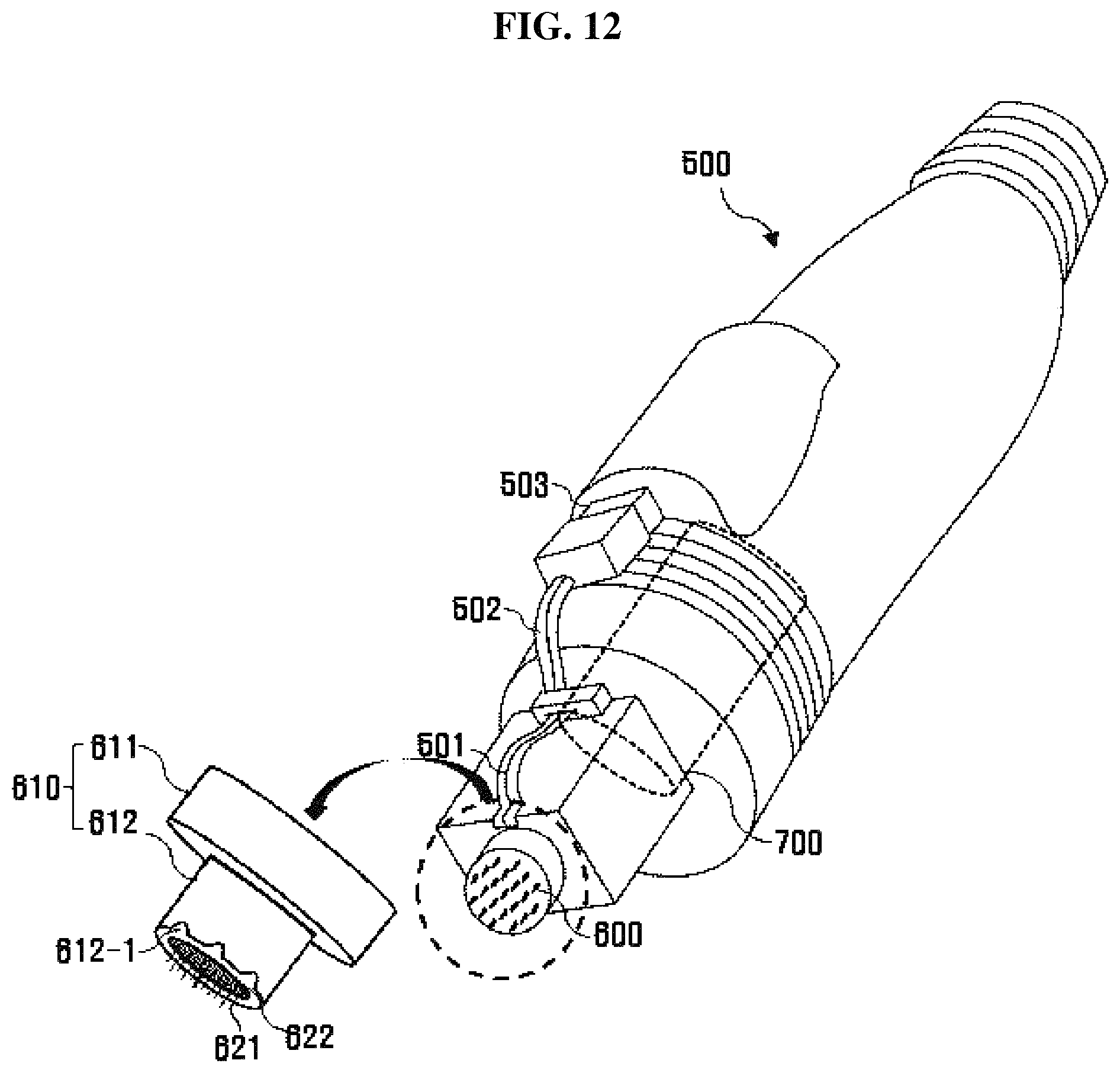 Patent US12508424 Figure 14 – Needle tip for application of current, hand piece, and skin treatment apparatus