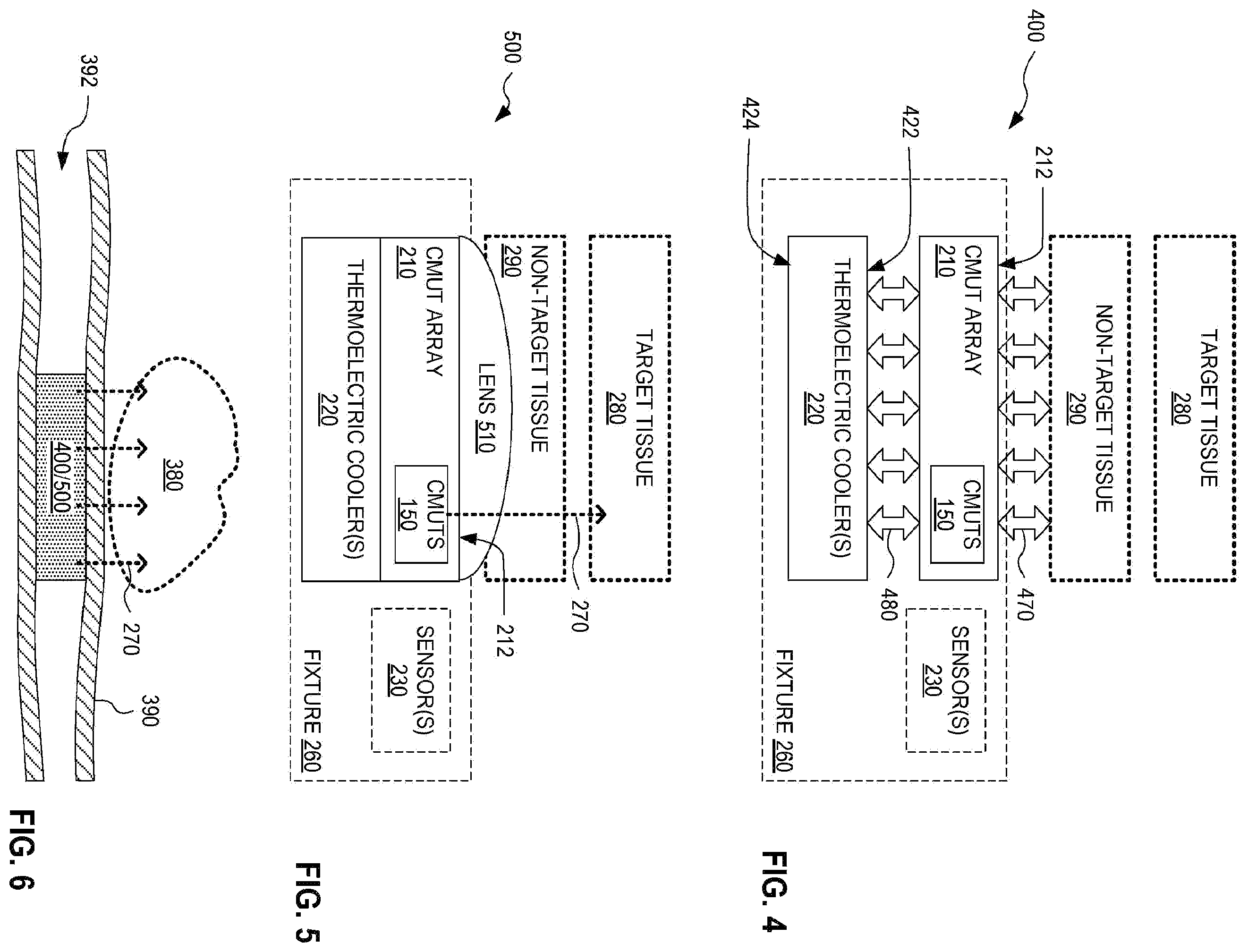 Patent US12508448 Figure 3 – Medical device with CMUT array and solid state cooling, and associated methods and systems