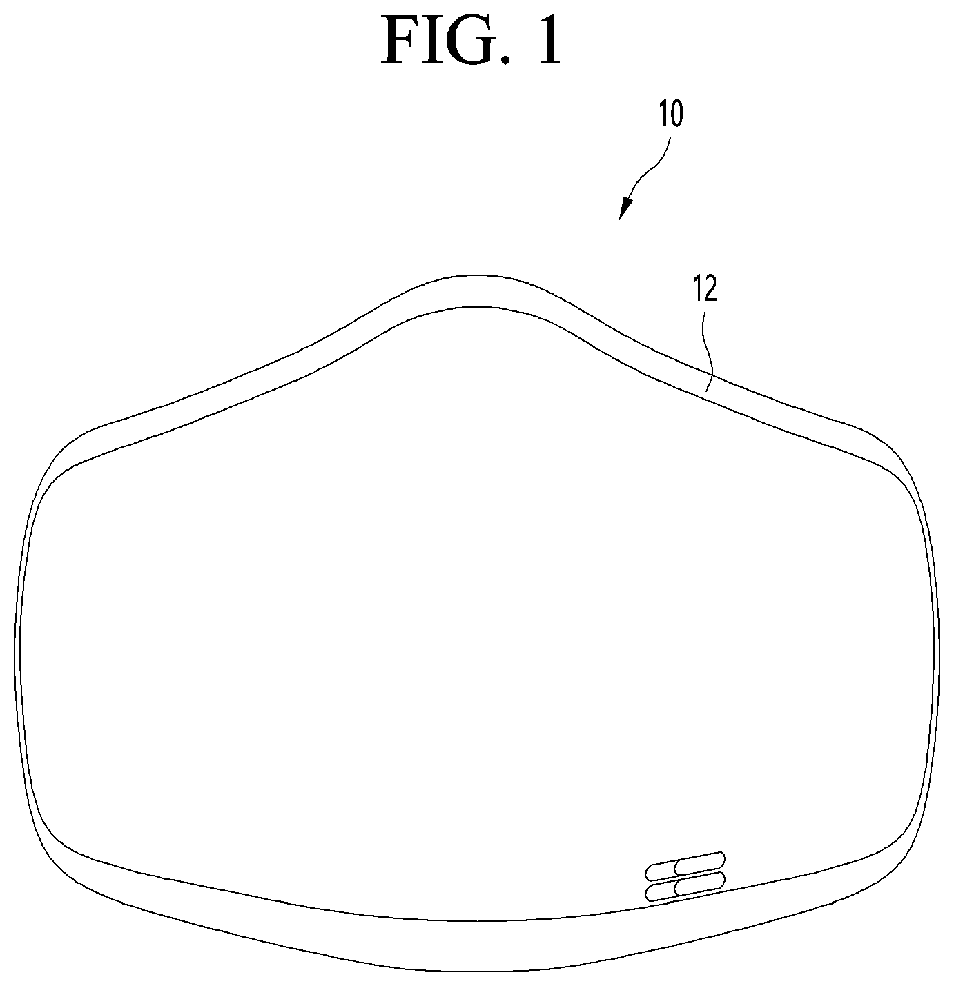 Patent US12508451 Figure 1 – Mask apparatus with rear surface inlet and outlet