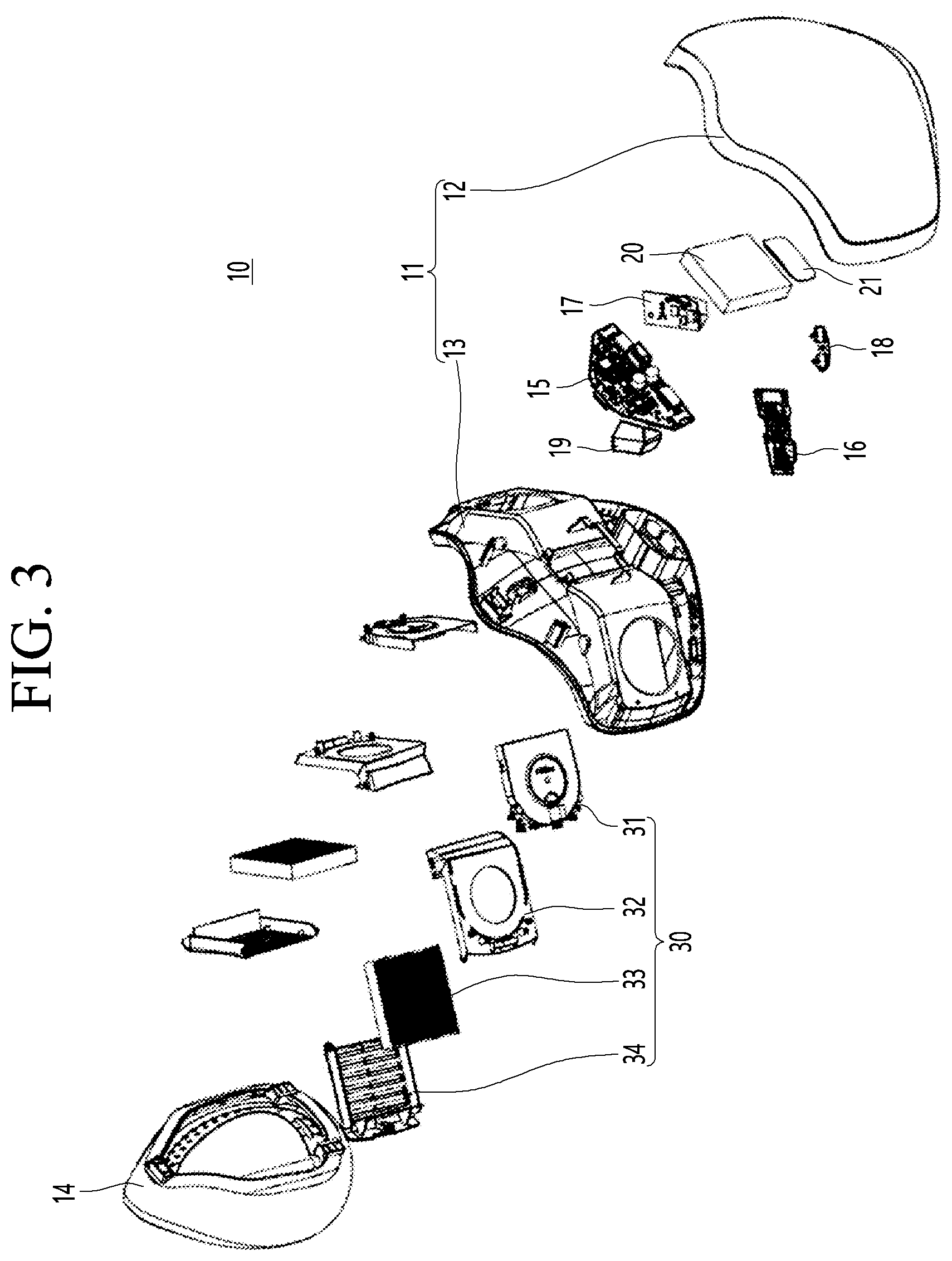 Patent US12508451 Figure 3 – Mask apparatus with rear surface inlet and outlet