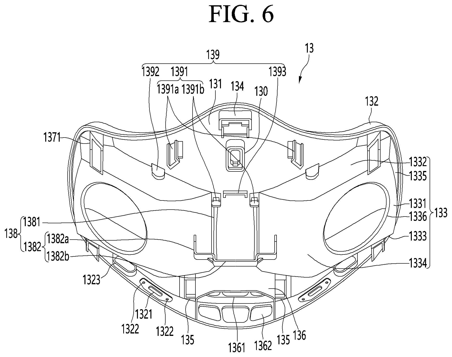 Patent US12508451 Figure 6 – Mask apparatus with rear surface inlet and outlet