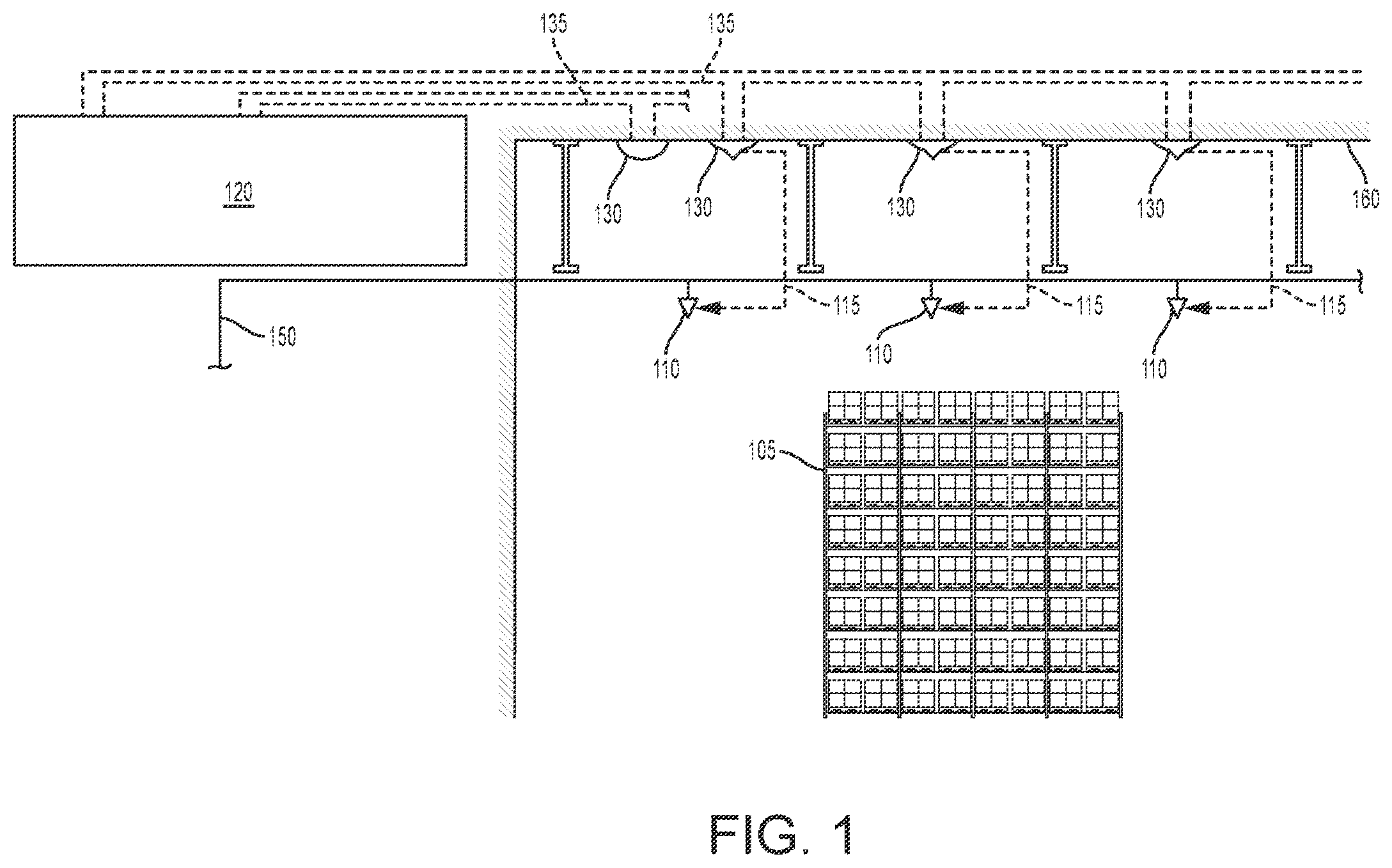 Patent US12508453 Figure 1 – Controlled system and methods of storage structure fire protection