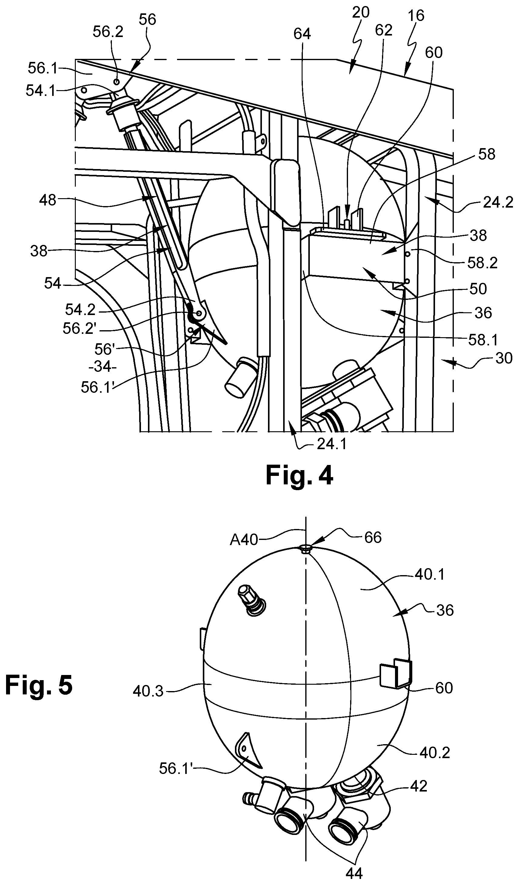 Patent US12508454 Figure 2 – Aircraft pylon equipped with a guidance system for mounting or dismounting a tank and method of mounting/dismounting said tank