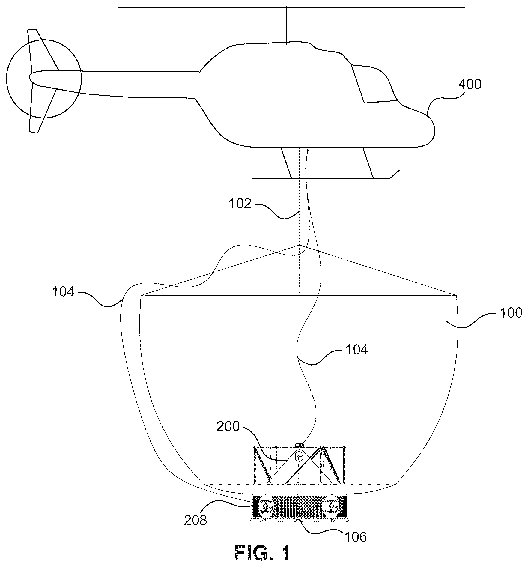 Patent US12508456 Figure 1 – Constant flow rate regulating valve assembly for an aerial firefighting bucket