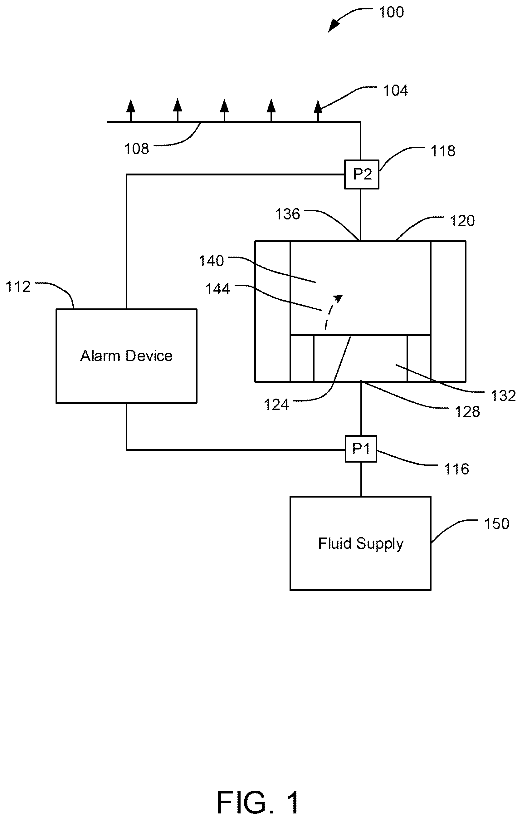 Patent US12508457 Figure 1 – Systems and methods of dynamic low air alarms for differential type fire protection valves