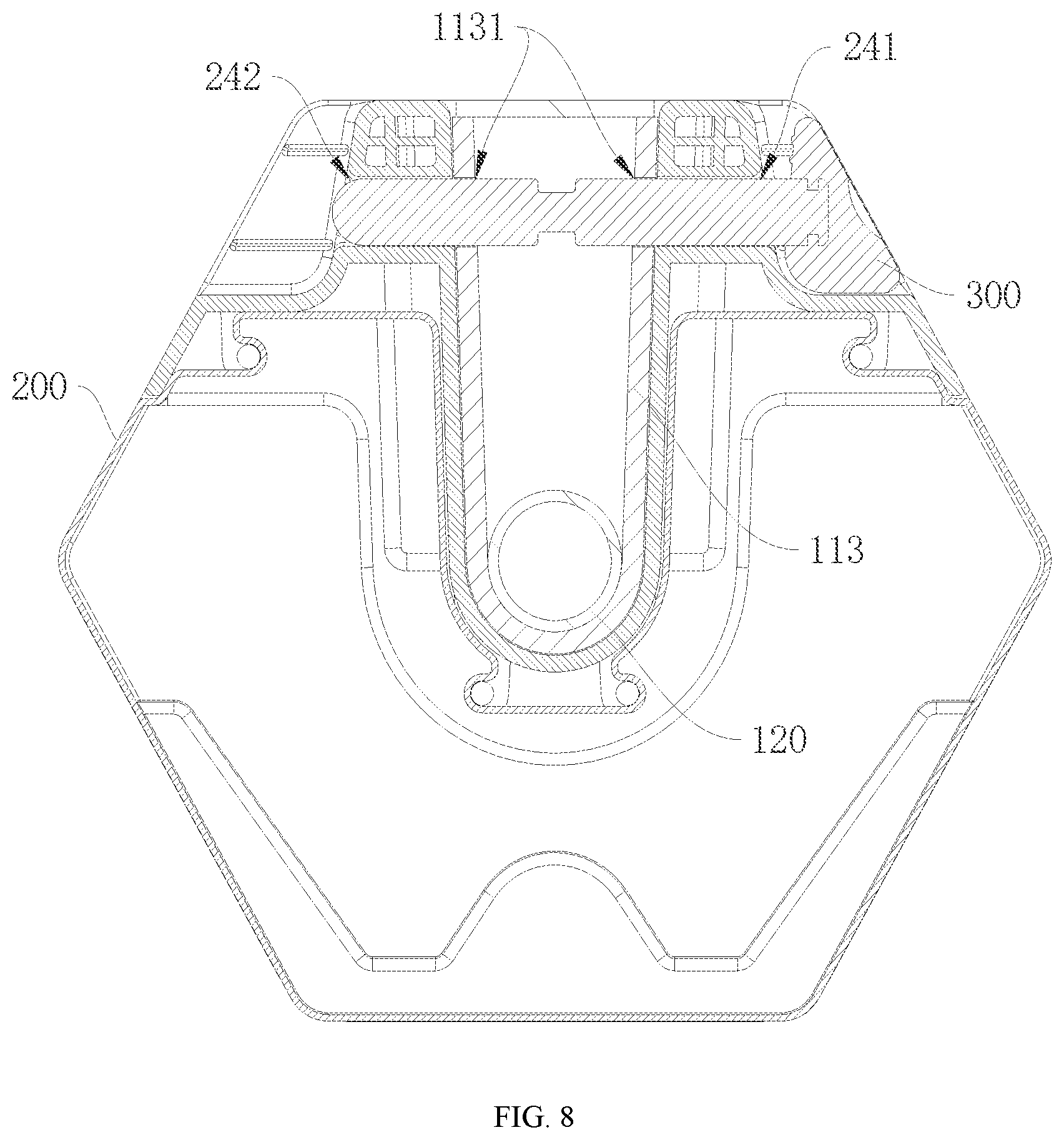 Patent US12508463 Figure 8 – Dumbbell capable of adjusting weight rapidly, and dumbbell assembly