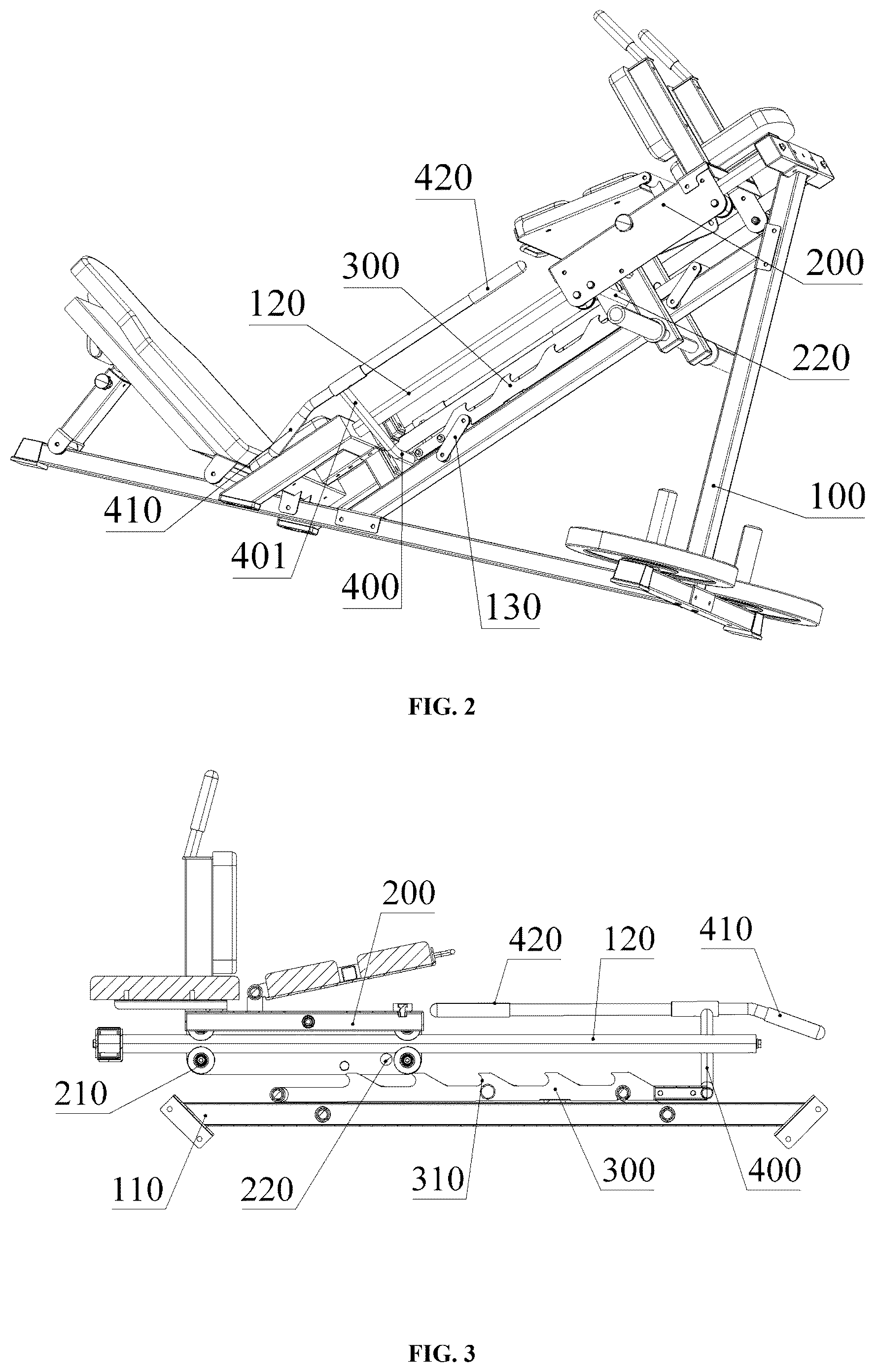 Patent US12508465 Figure 2 – Leg exercise device with emergency braking