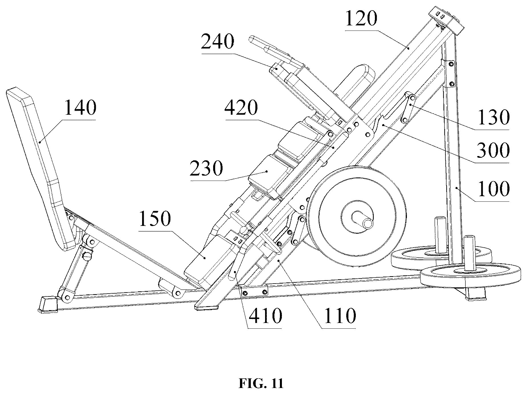 Patent US12508465 Figure 8 – Leg exercise device with emergency braking
