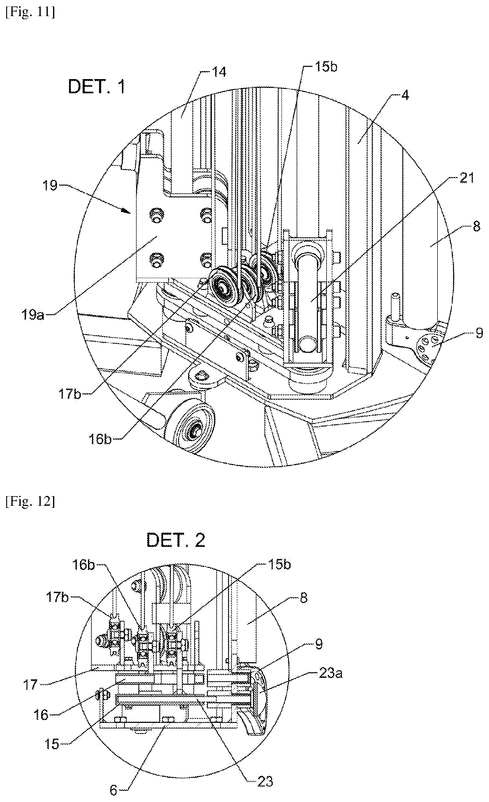 Patent US12508467 Figure 9 – Apparatus for the practice of physical exercises with a cable stretch variation system