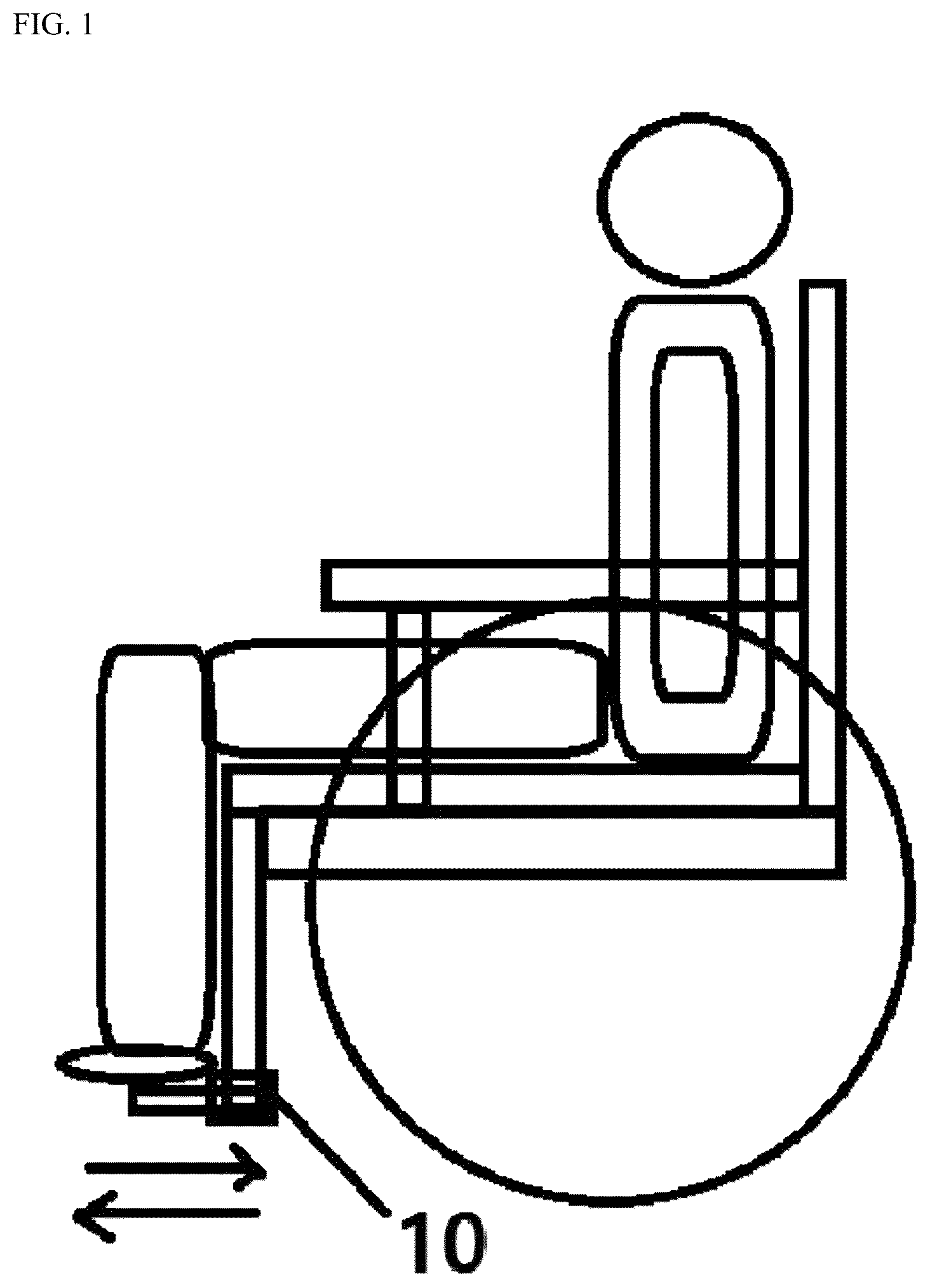 Patent US12508471 Figure 1 – Wheelchair lower body exercise device