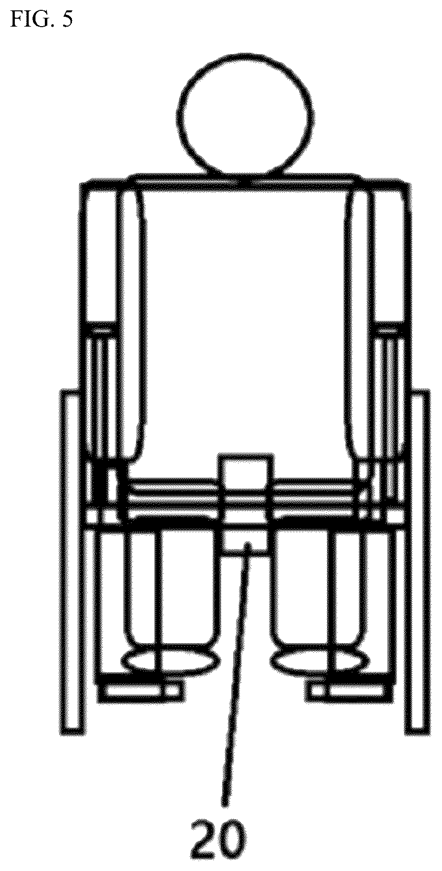 Patent US12508471 Figure 5 – Wheelchair lower body exercise device