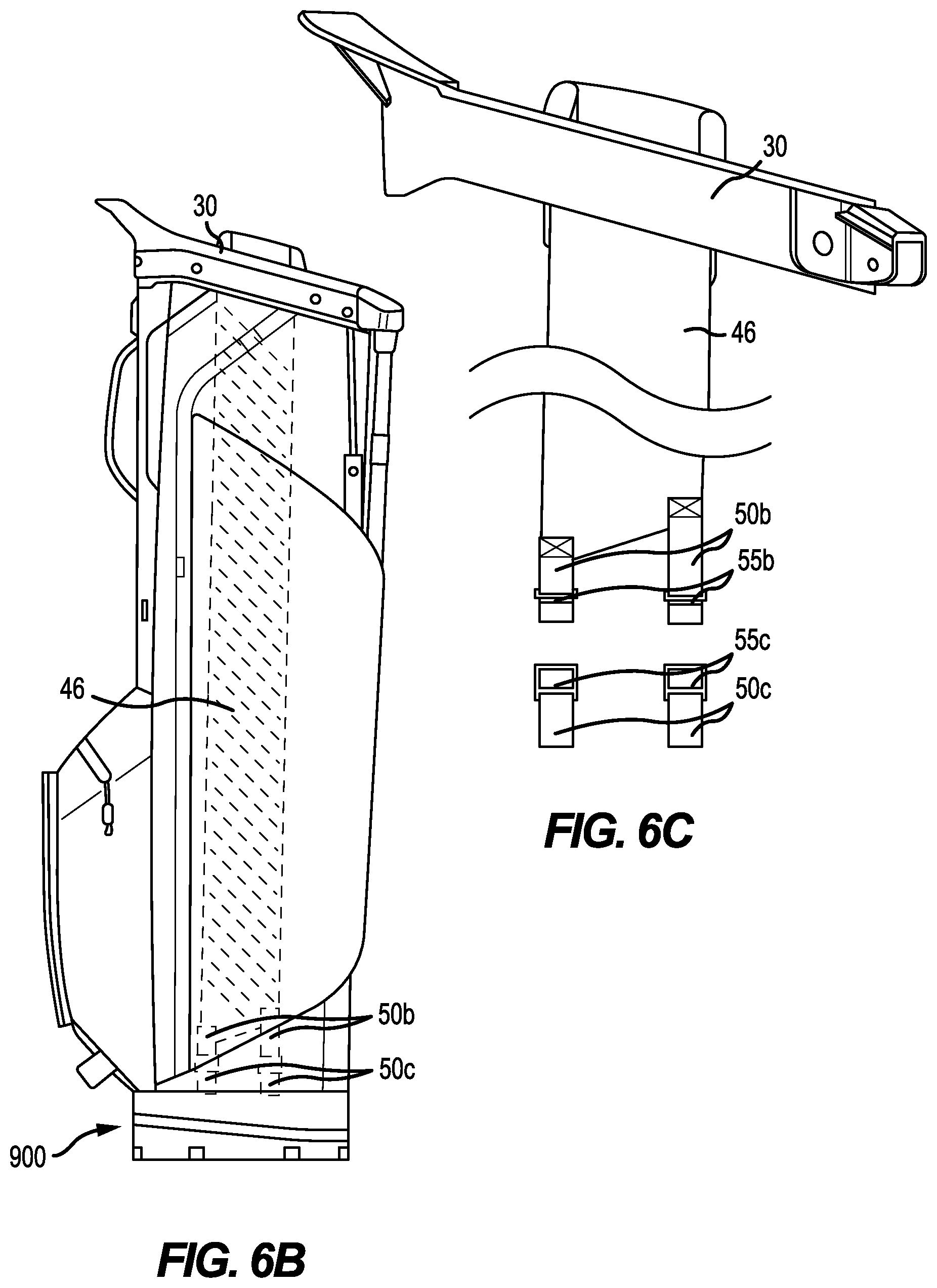 Patent US12508481 Figure 8 – Snap fit golf bag assembly