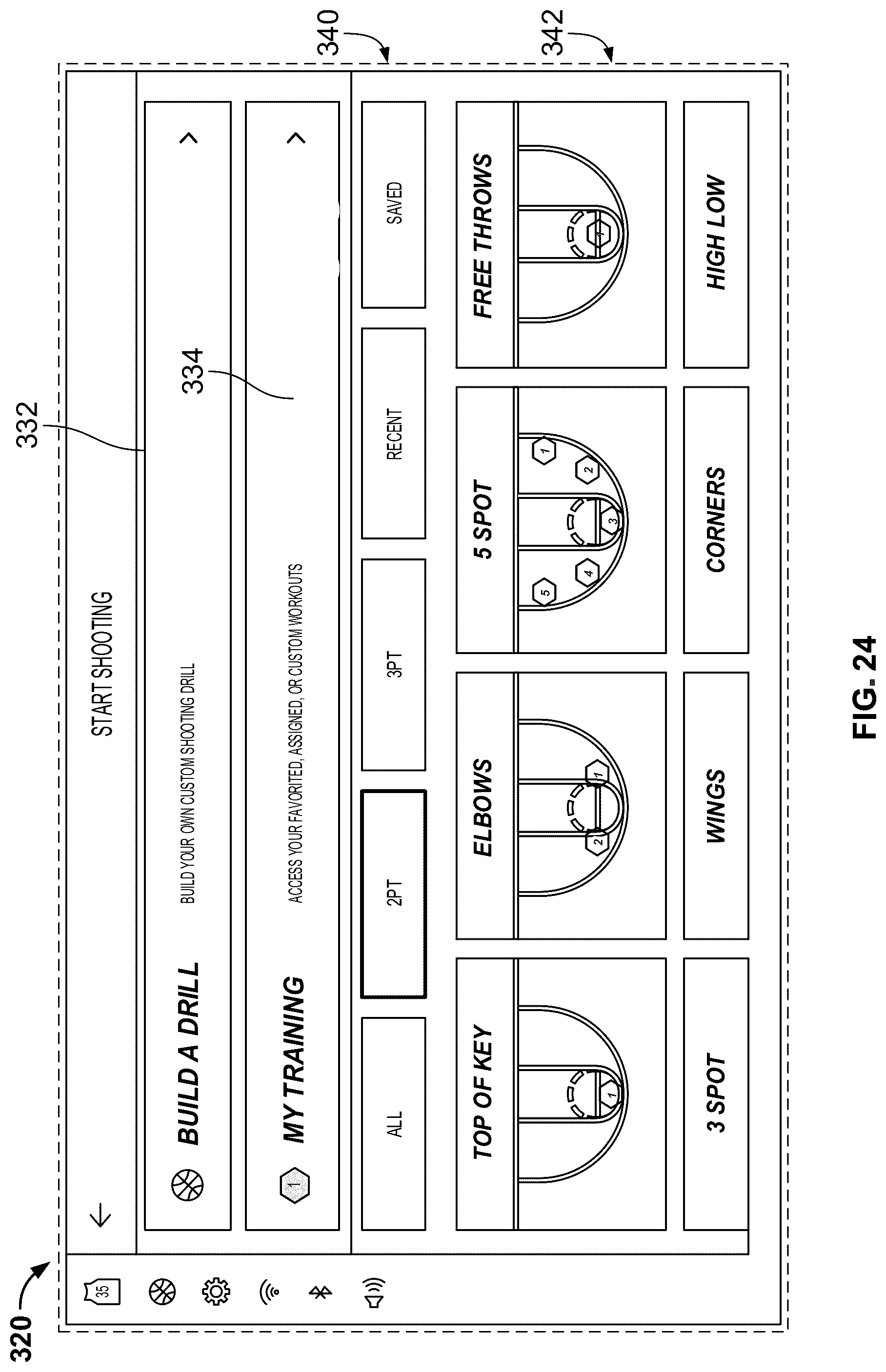 Patent US12508485 Figure 20 – Basketball training system