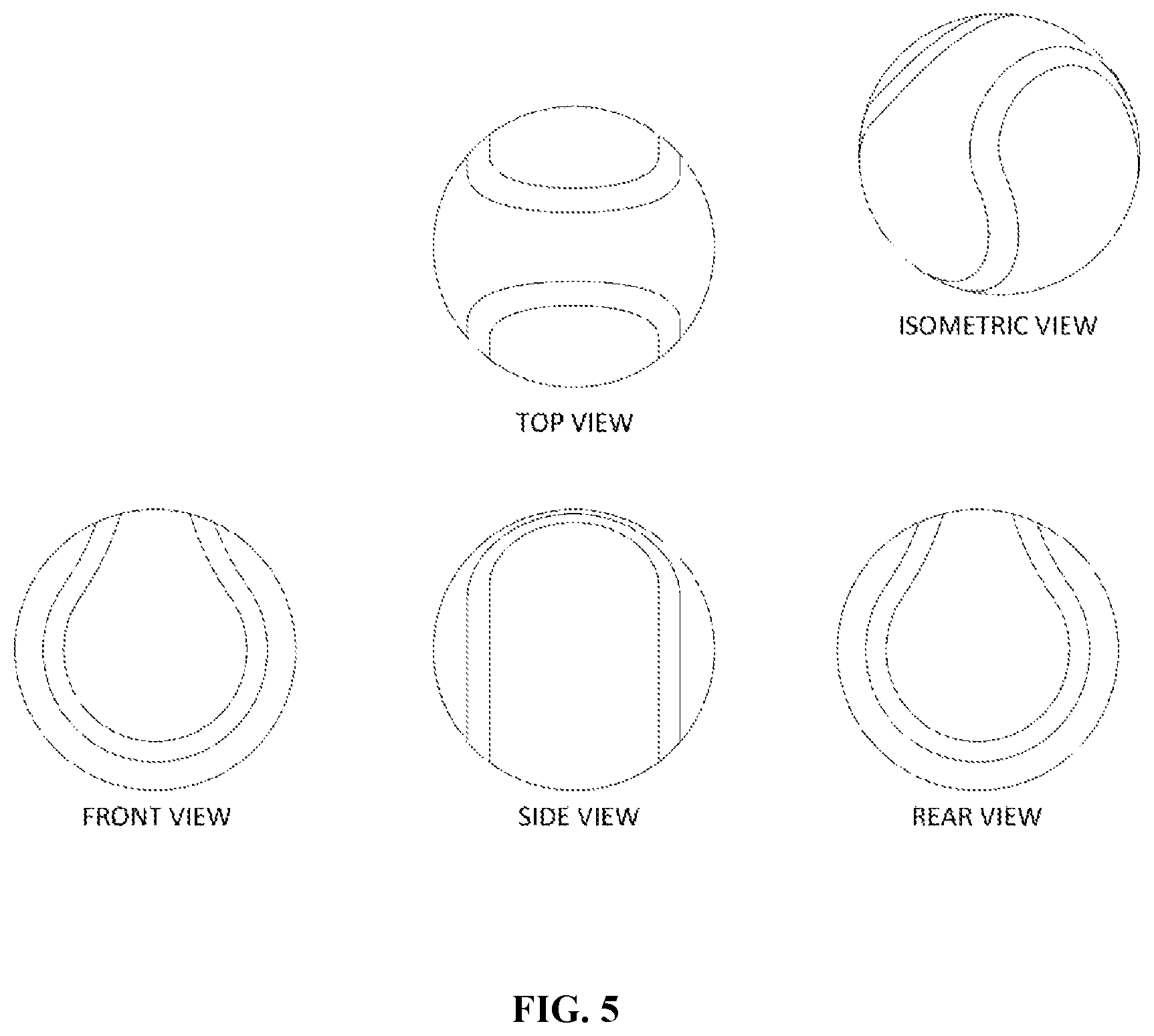 Patent US12508487 Figure 5 – Golf ball having at least one radar detectable mark