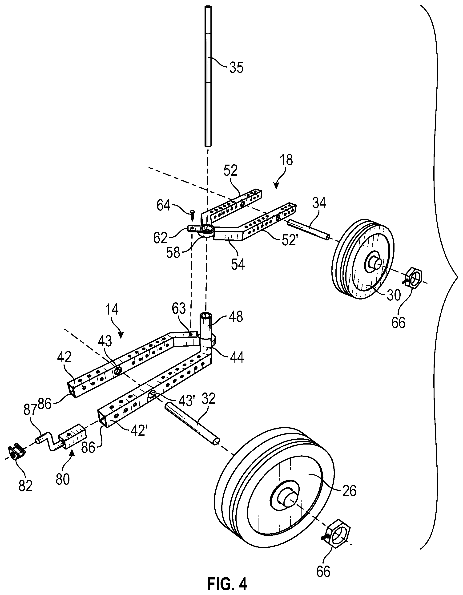 Patent US12508489 Figure 4 – Exercise equipment storage and transport