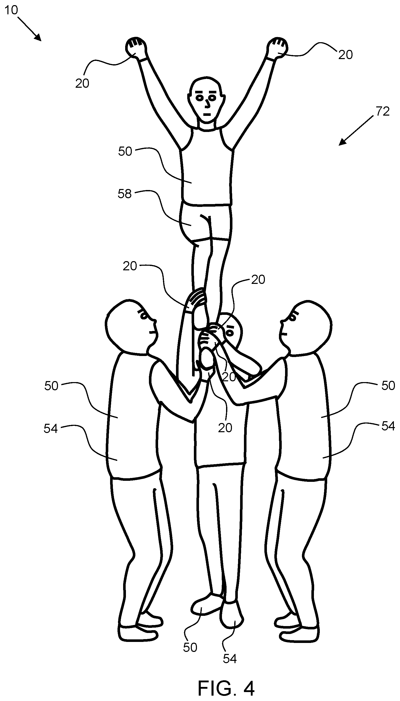 Patent US12508492 Figure 4 – Cheerleading training system