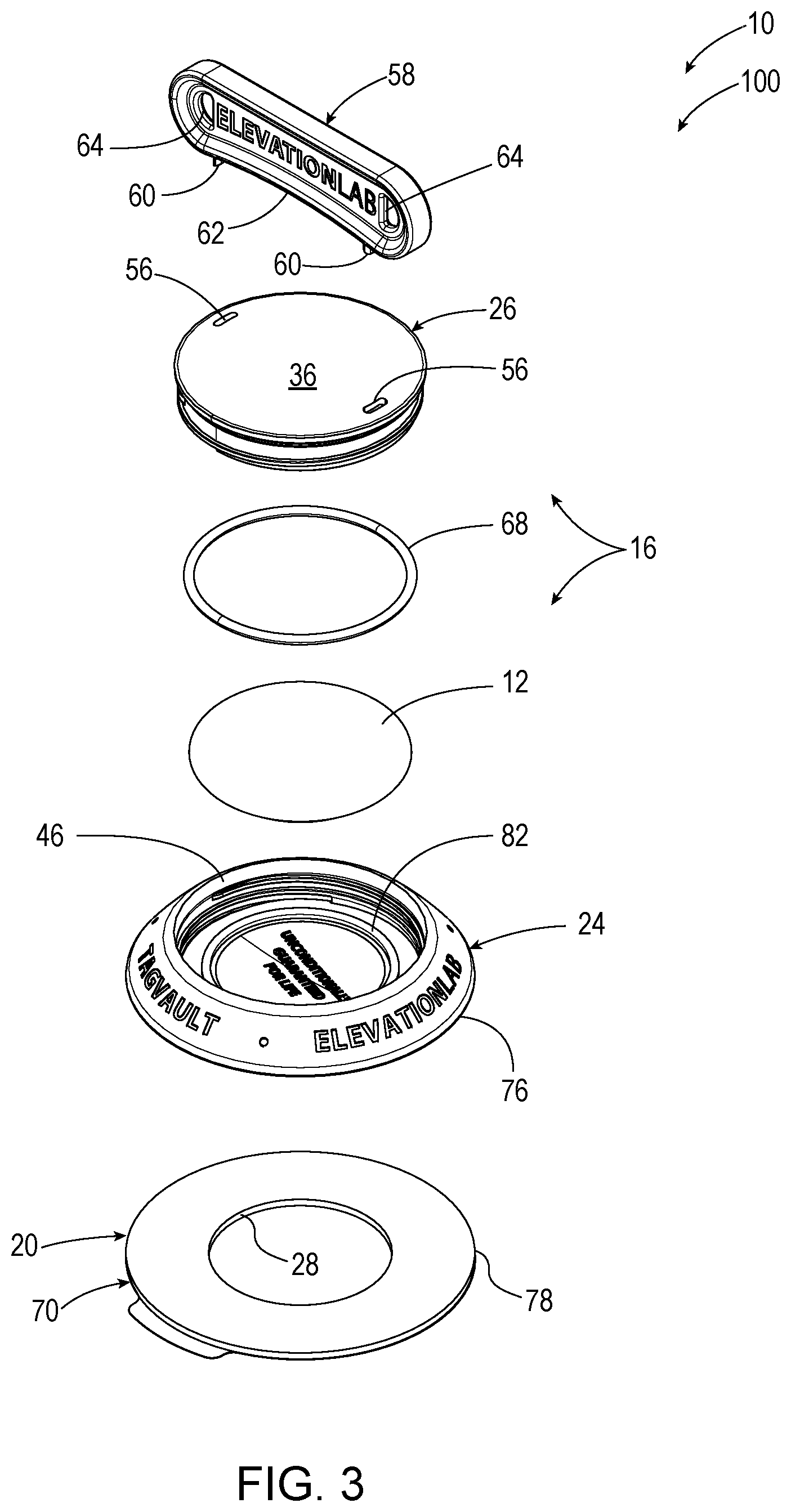 Patent US12508494 Figure 3 – Mounts for tracking devices