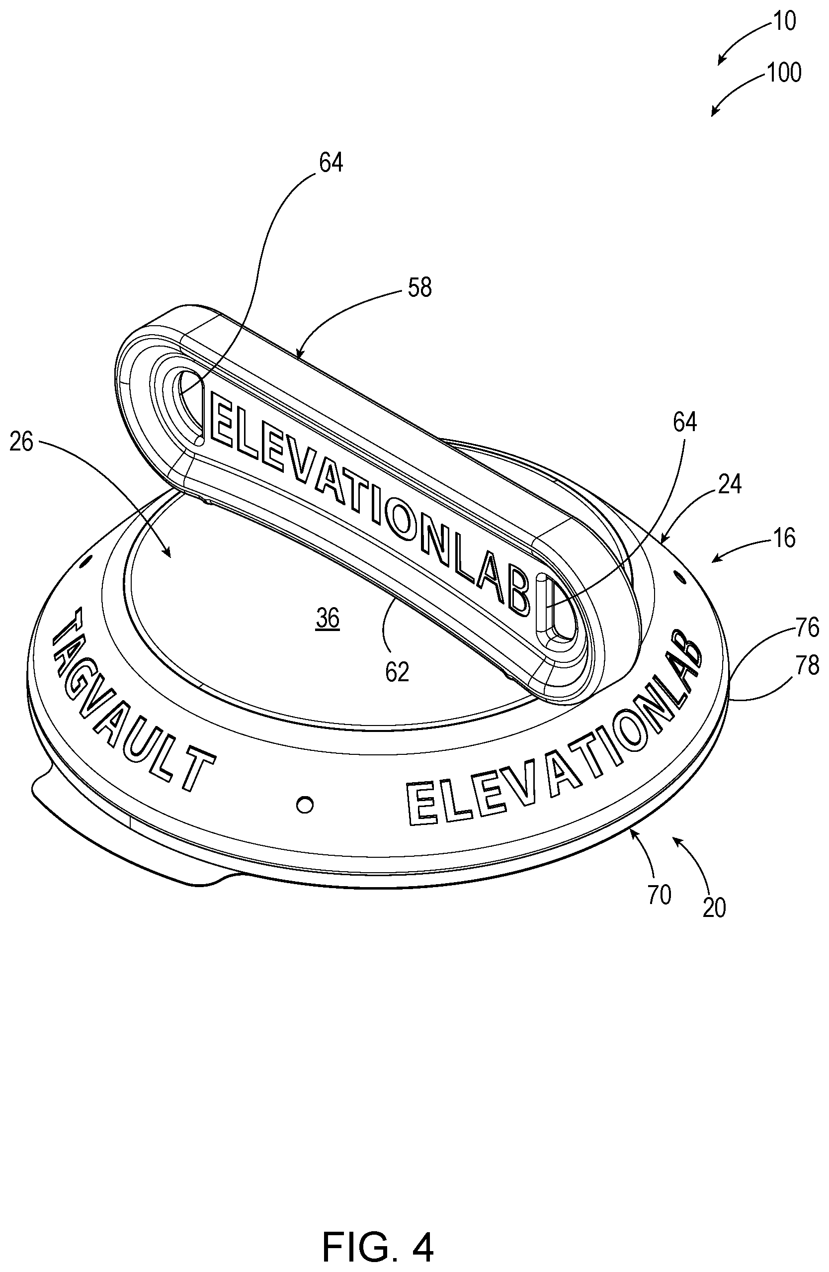 Patent US12508494 Figure 4 – Mounts for tracking devices