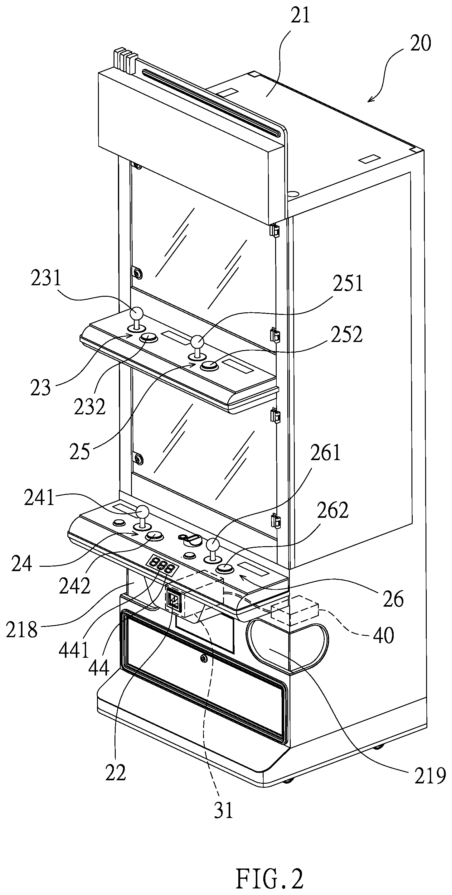 Patent US12508500 Figure 2 – Multi-player claw machine