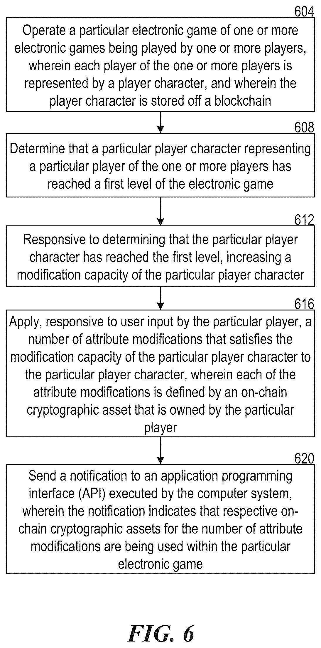 Patent US12508512 Figure 7 – Game-specific application of cryptographic assets for electronic game progression in a gaming environment