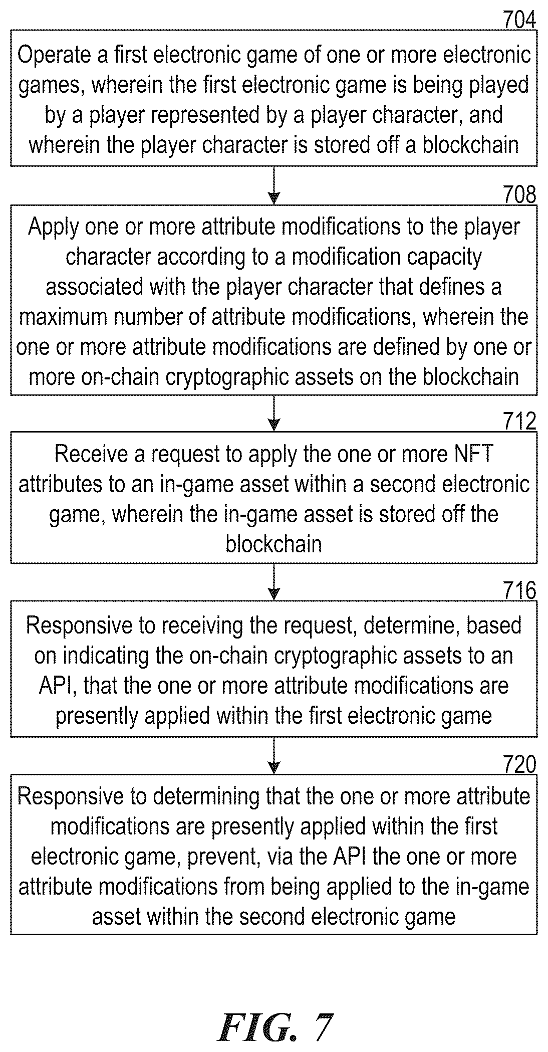 Patent US12508512 Figure 8 – Game-specific application of cryptographic assets for electronic game progression in a gaming environment