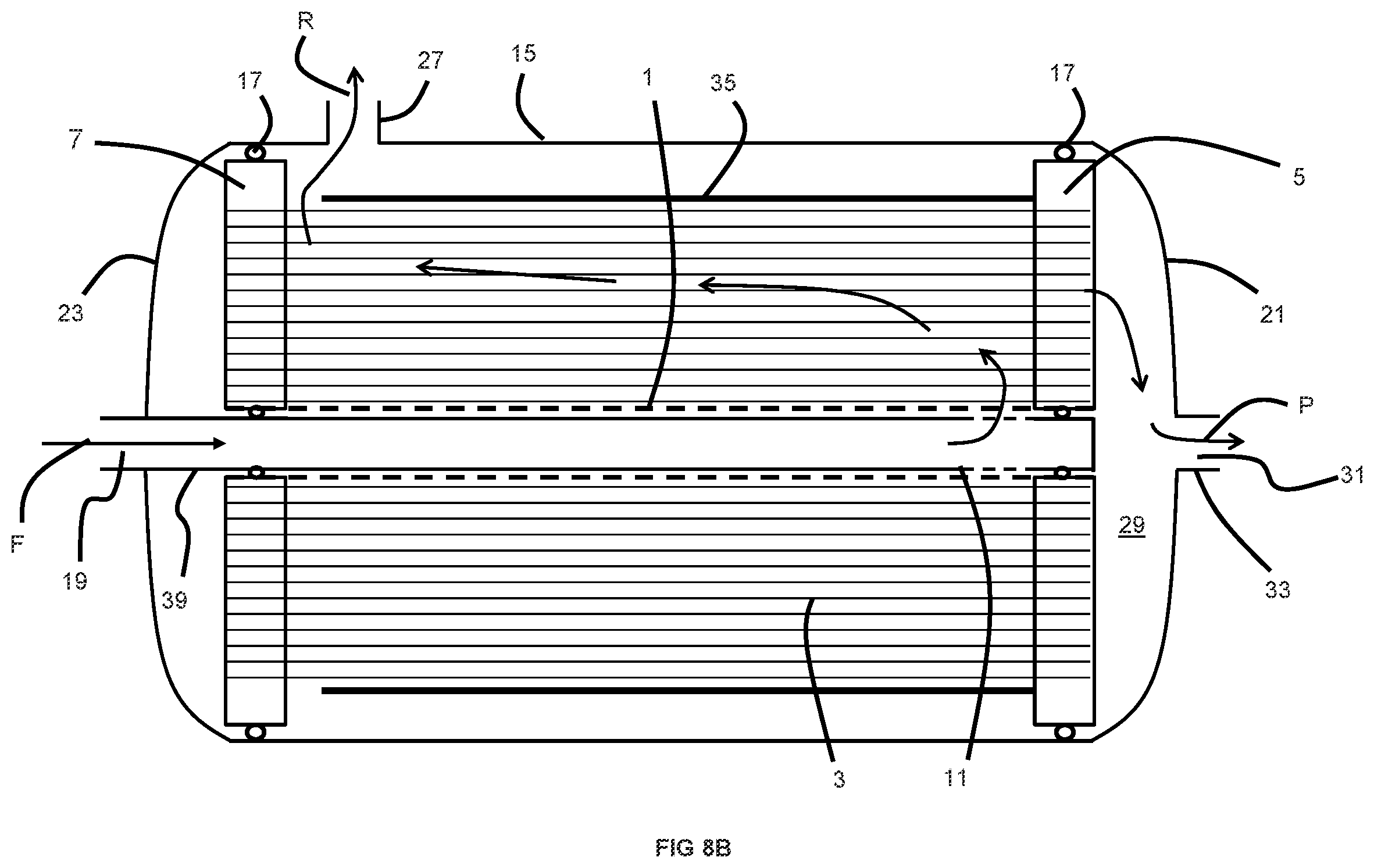 Patent US12508549 Figure 11 – Gas separation membrane bundle with convertible flow configurations