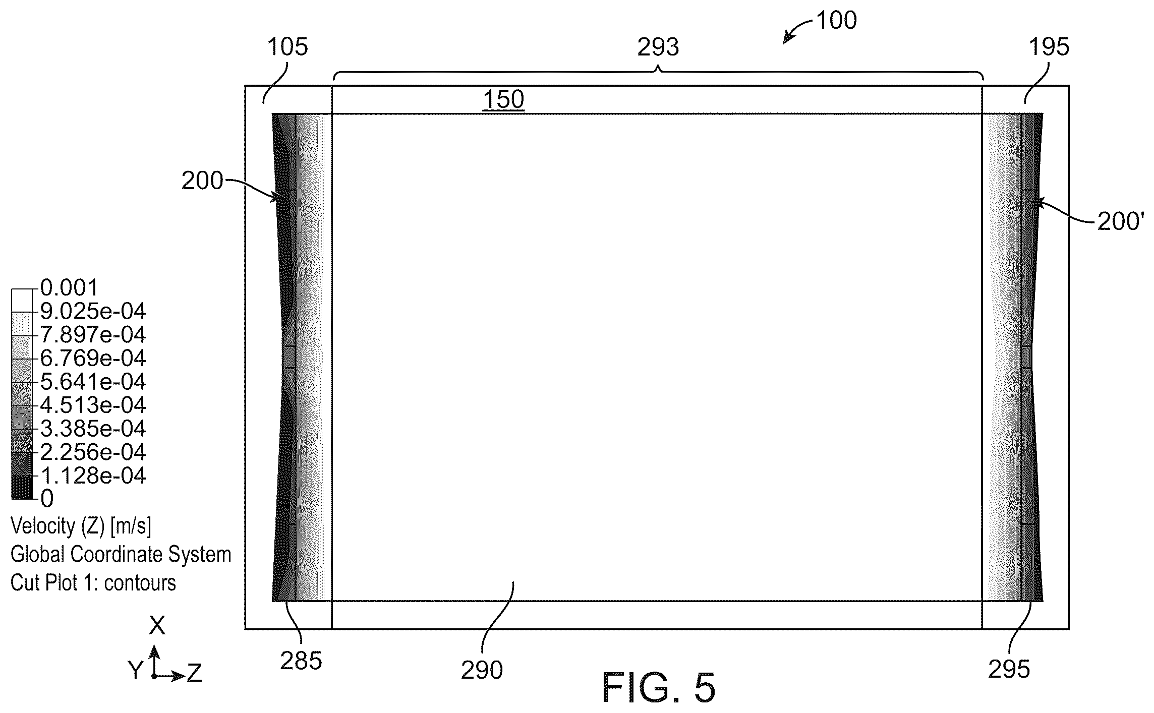 Patent US12508586 Figure 5 – Uniform fluid flow with constant resistance and velocity
