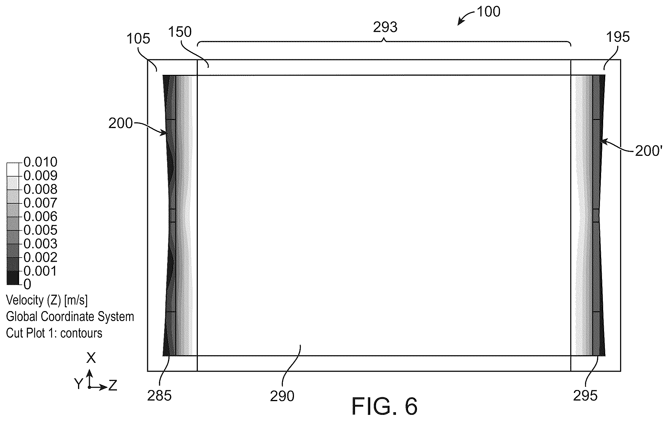 Patent US12508586 Figure 6 – Uniform fluid flow with constant resistance and velocity