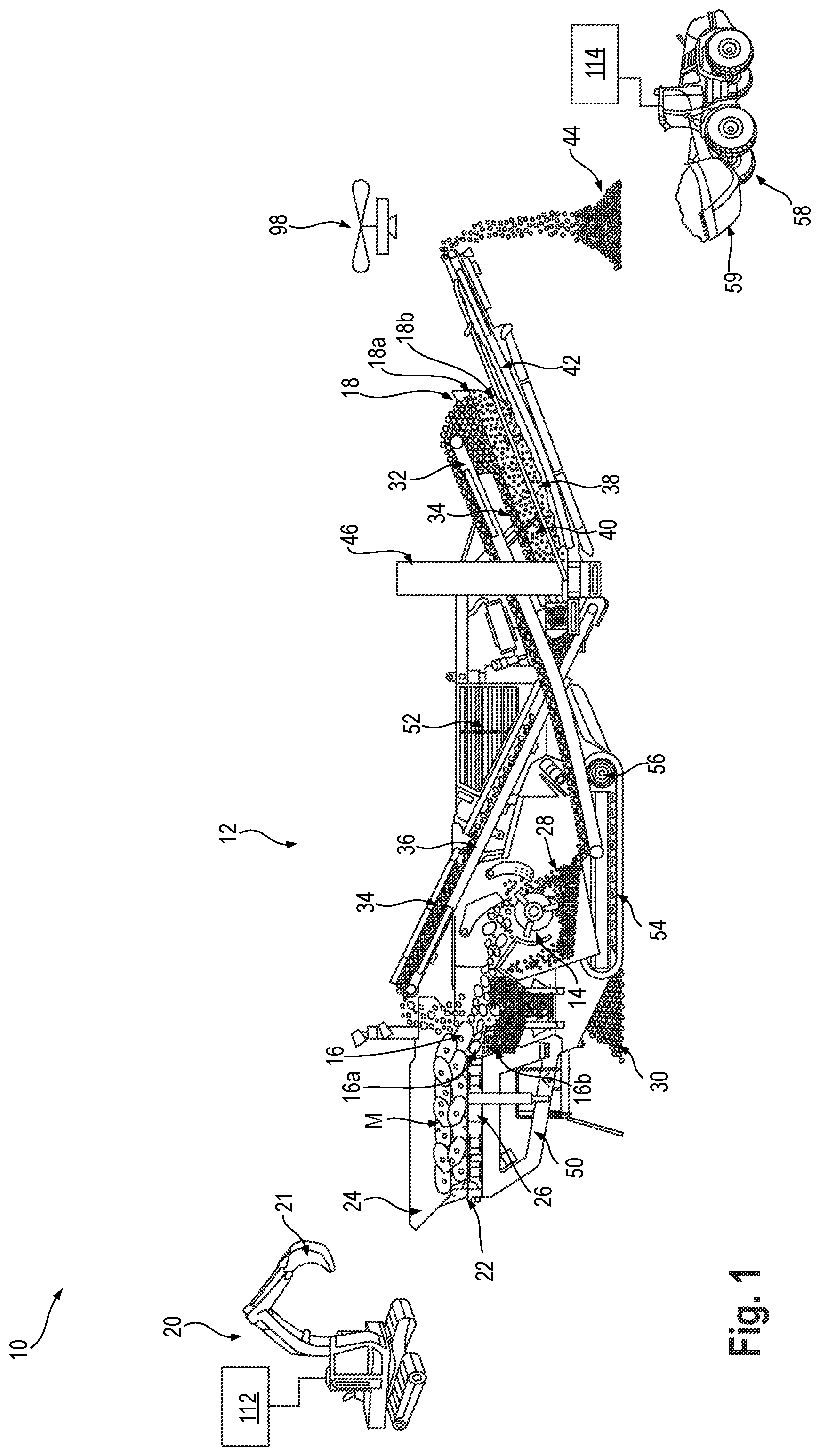 Patent US12508602 Figure 1 – Mobile rock processing apparatus with improved planning of a discontinuous material feed
