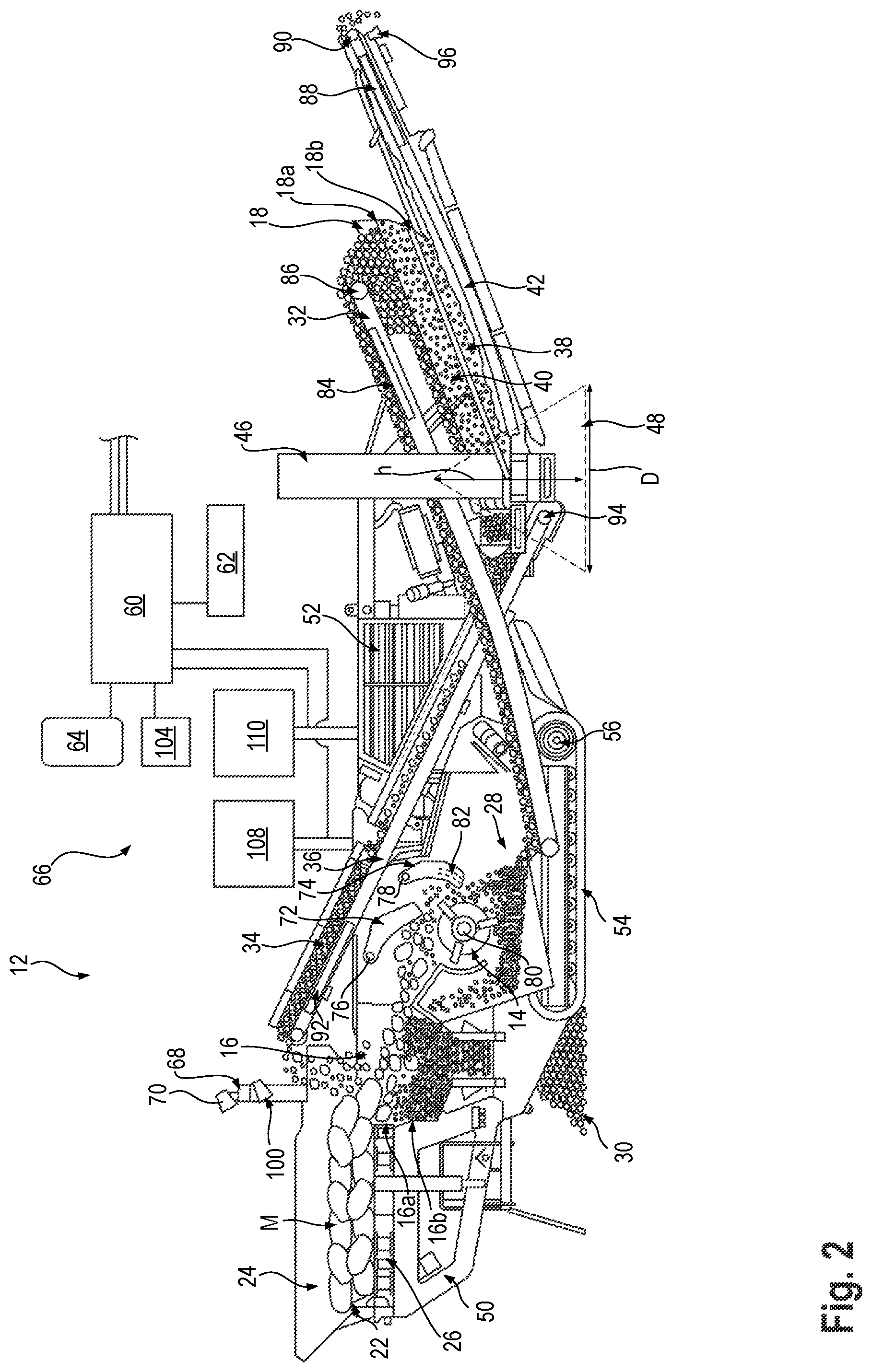 Patent US12508602 Figure 2 – Mobile rock processing apparatus with improved planning of a discontinuous material feed