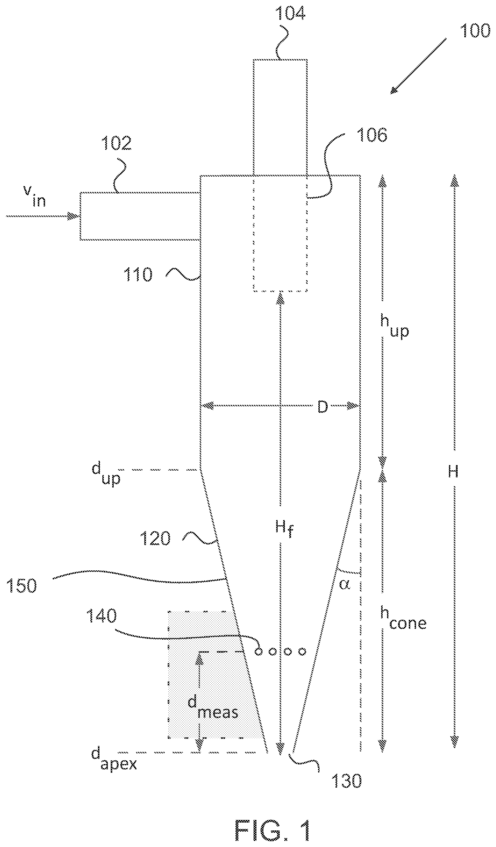 Patent US12508603 Figure 1 – Hydrocyclone for detecting formation of a roping state