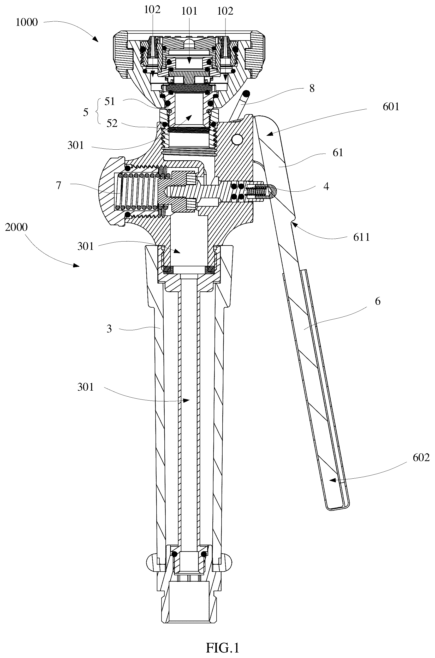 Patent US12508605 Figure 1 – Handheld water sprayer