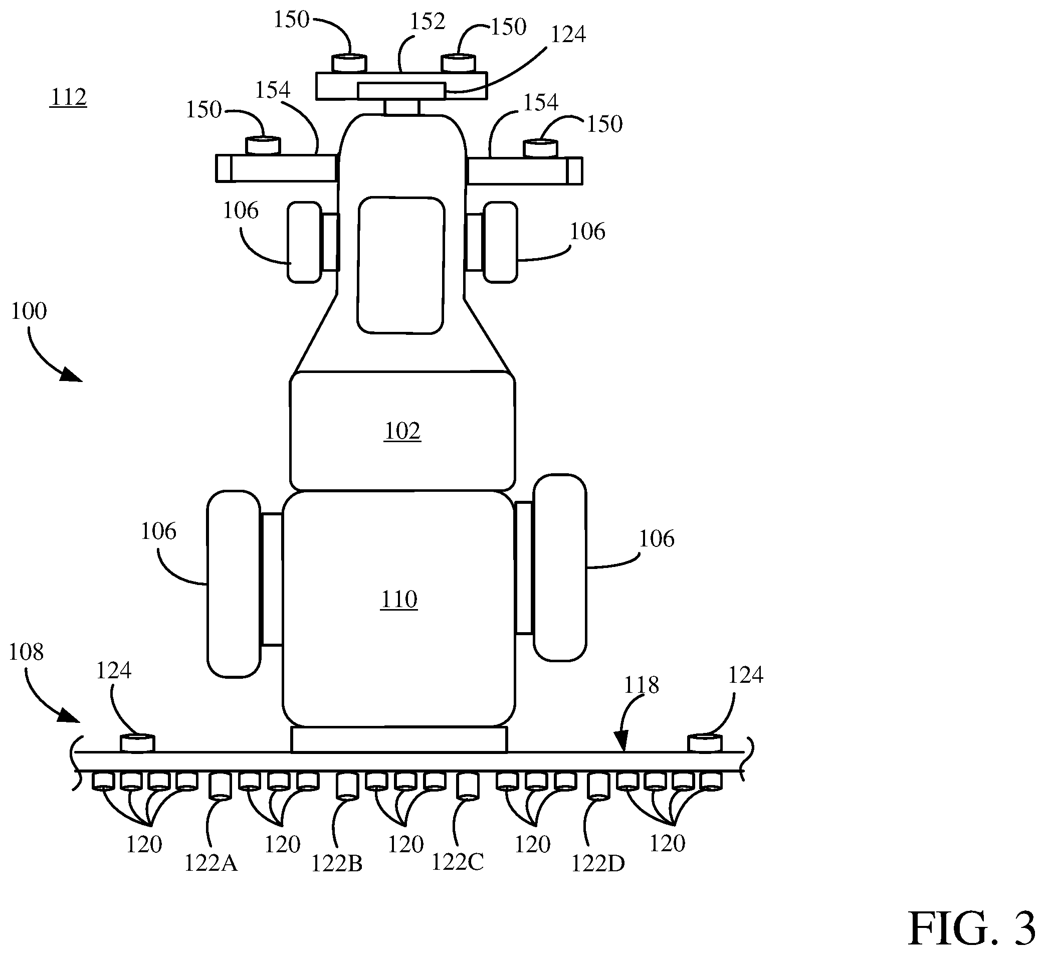 Patent US12508615 Figure 3 – Front-mount cameras on agricultural sprayer with real-time, on-machine target sensor