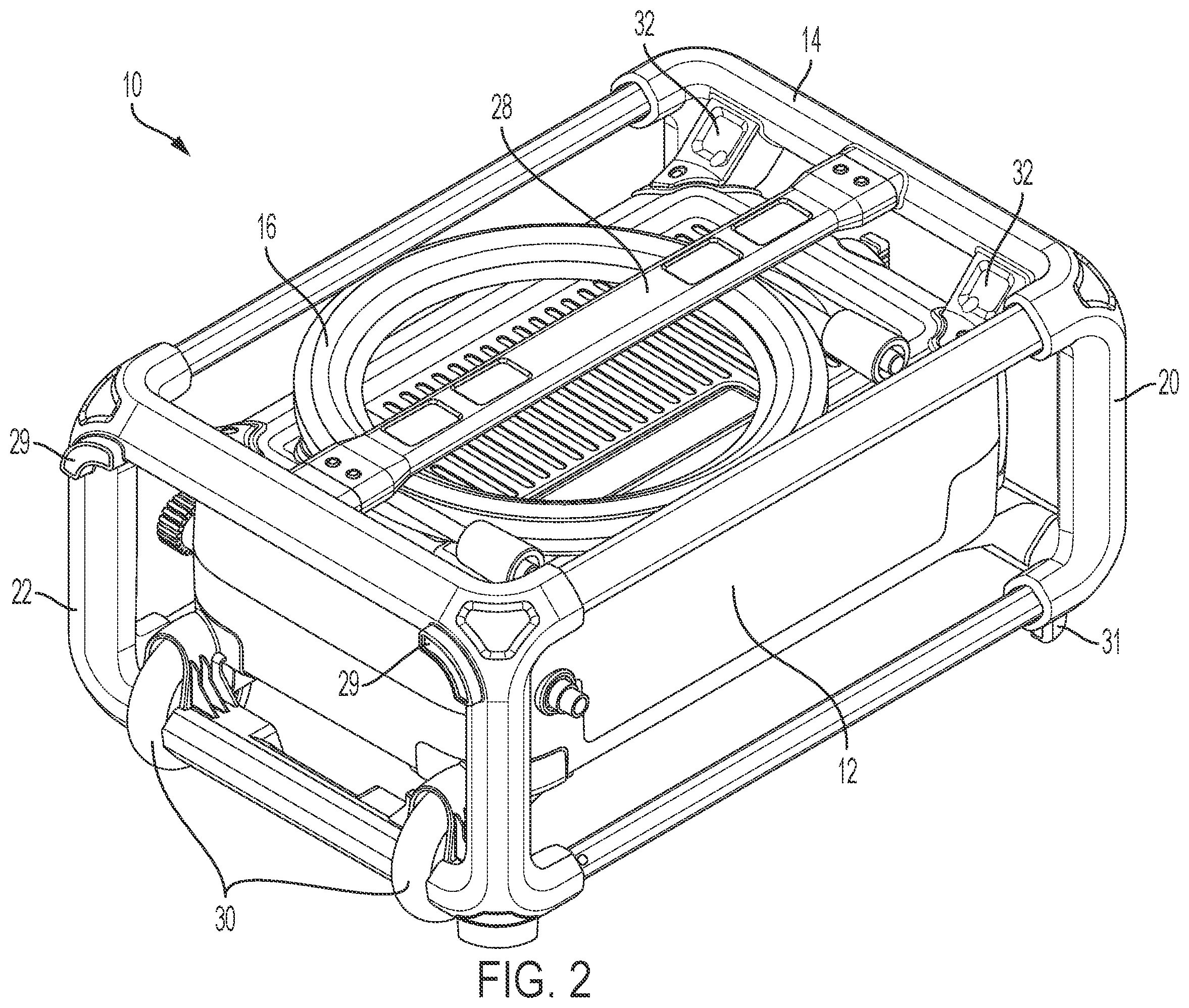 Patent US12508618 Figure 2 – Pressure washer with roll cage