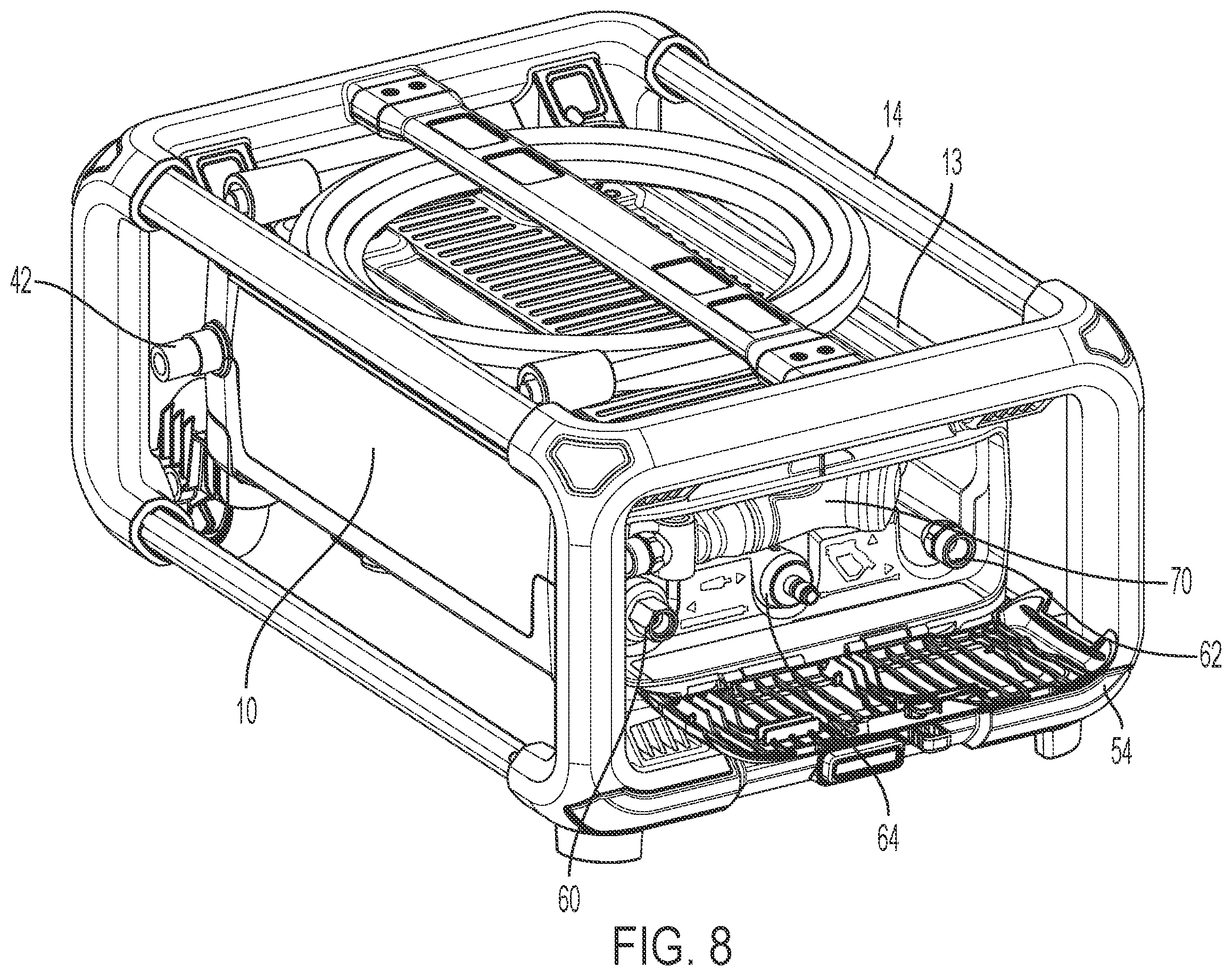 Patent US12508618 Figure 8 – Pressure washer with roll cage