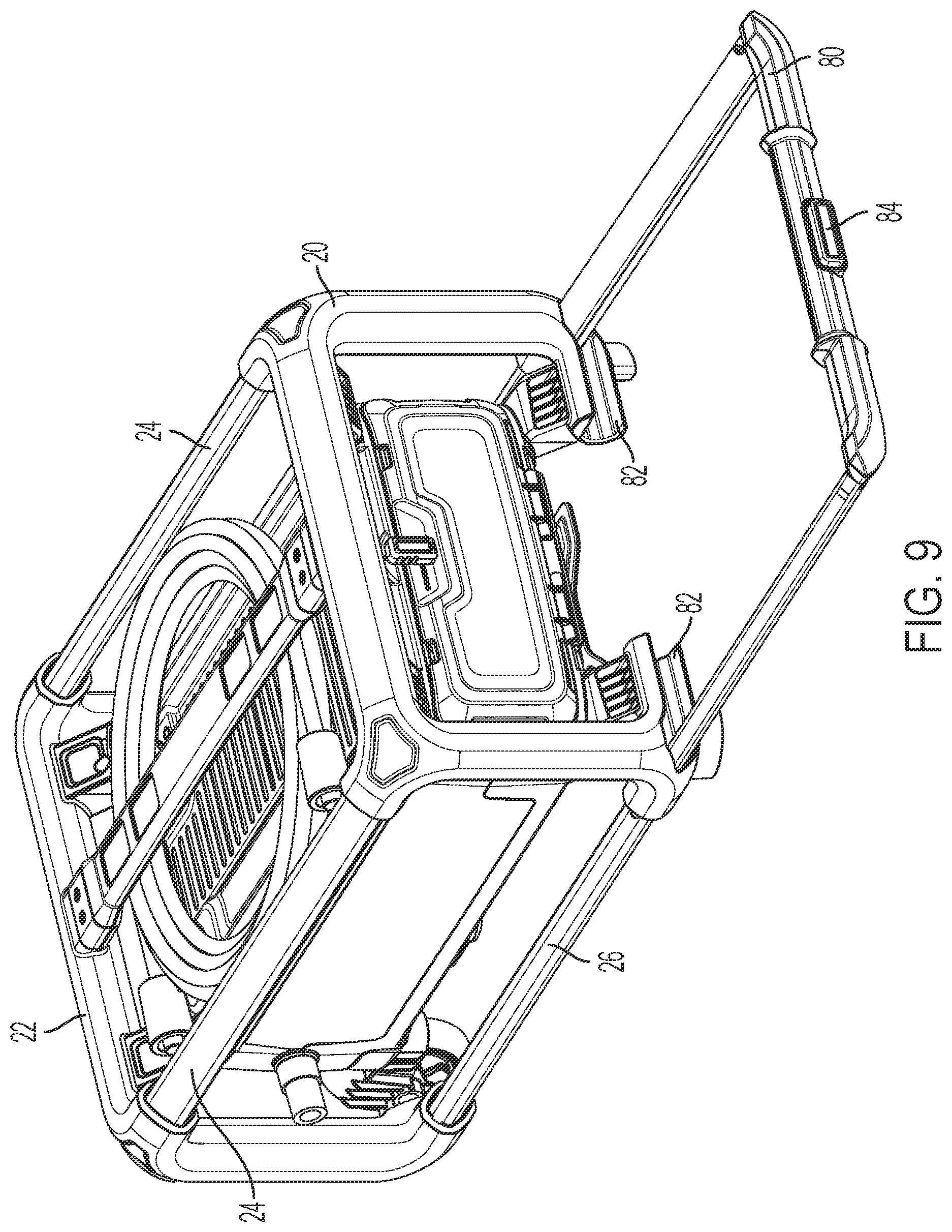 Patent US12508618 Figure 9 – Pressure washer with roll cage