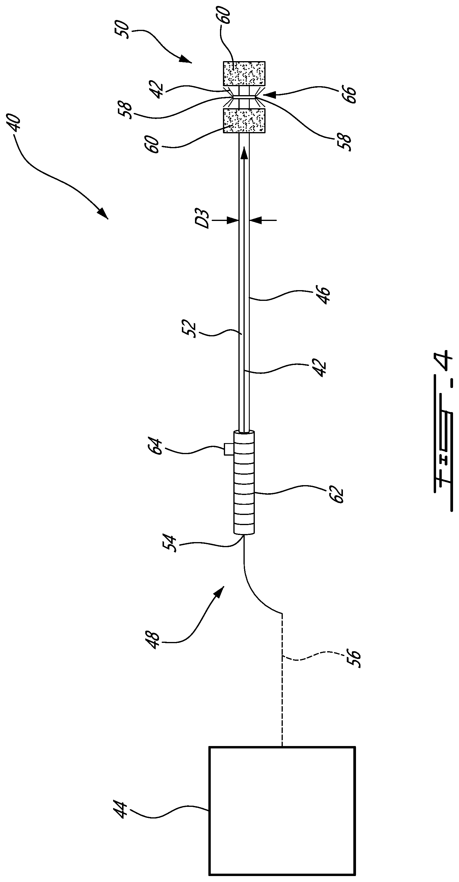 Patent US12508622 Figure 4 – Internal surface treatment device for hollow engine shaft and the like