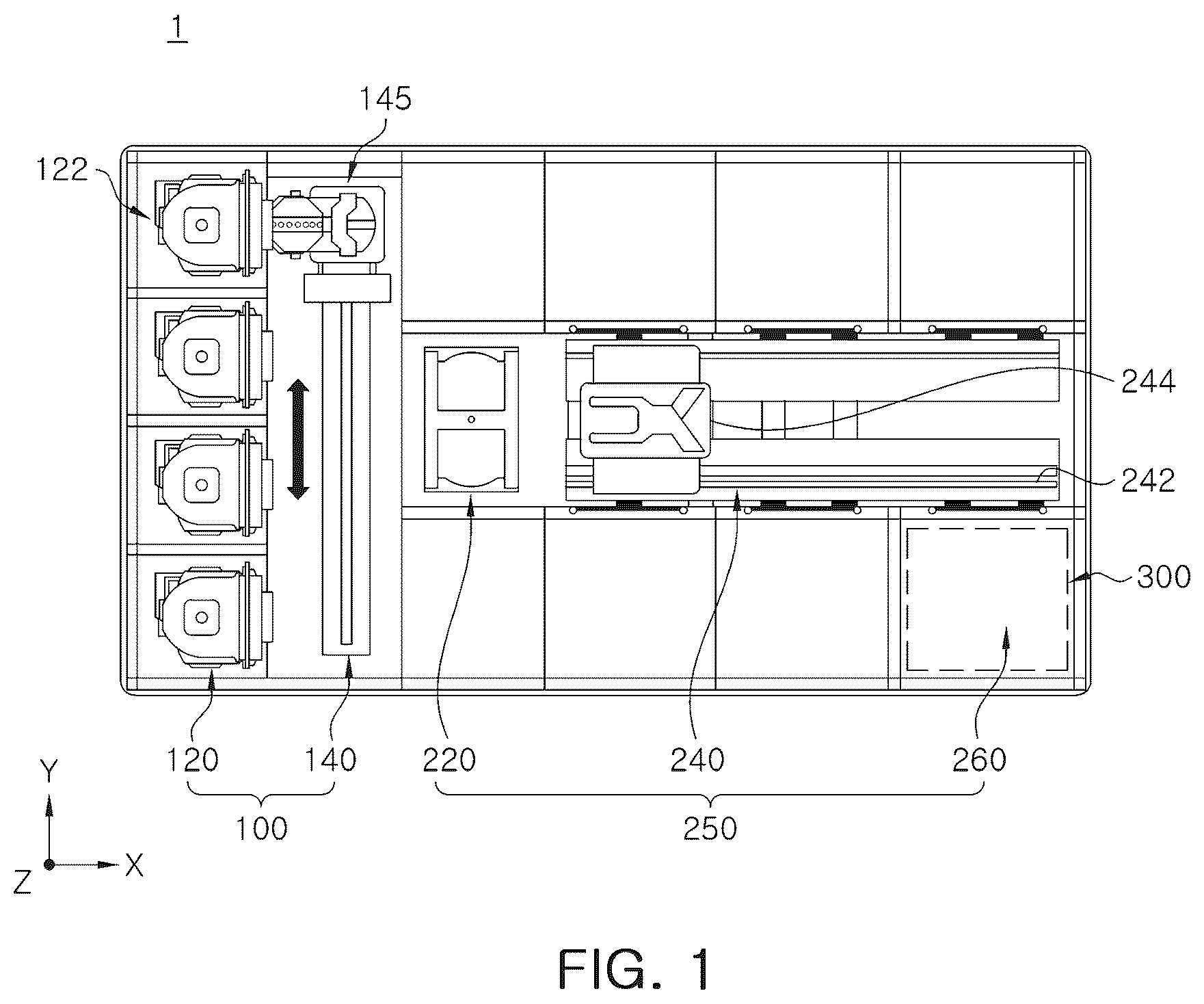 Patent US12508633 — Moving assembly for recovery guard and substrate processing apparatus — Figure 1