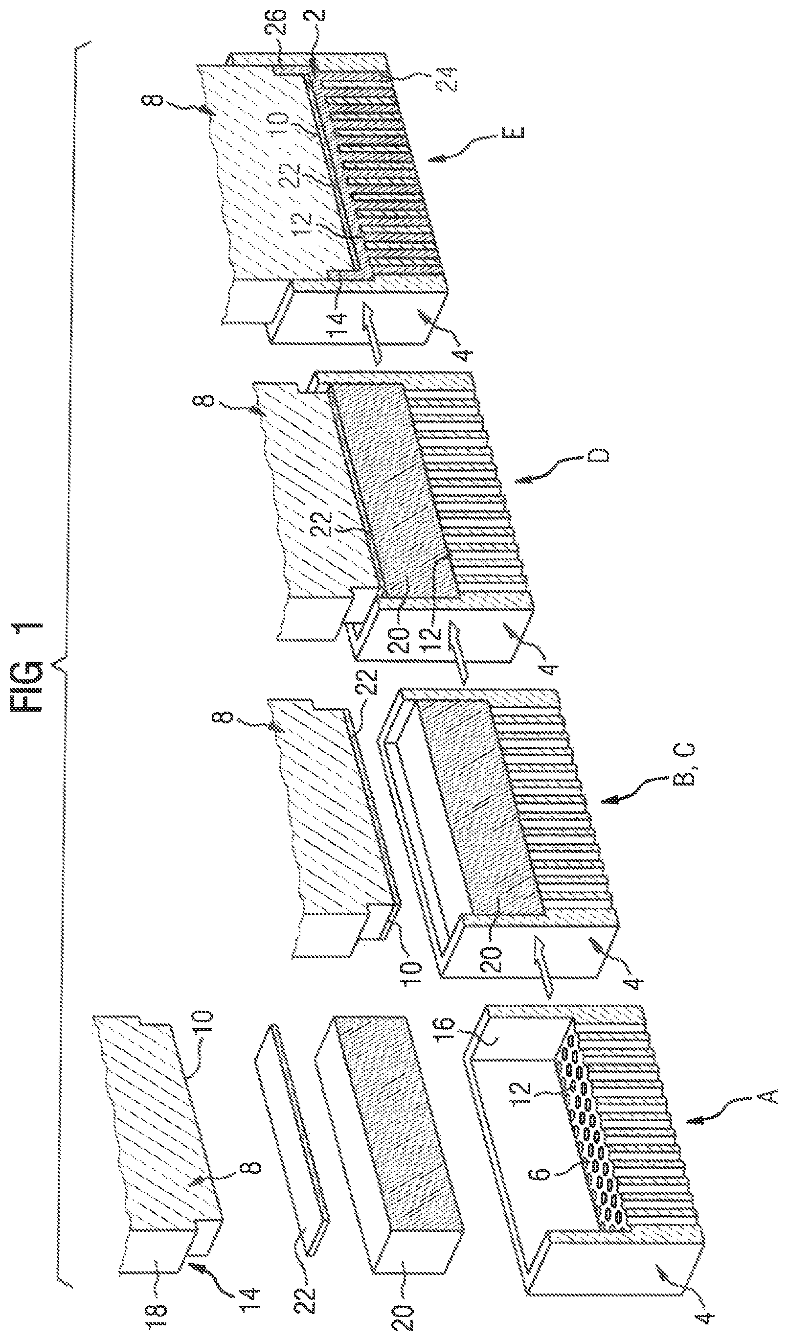 Patent US12508643 Figure 1 – Method for producing a heat sink having fins and a peripheral side wall