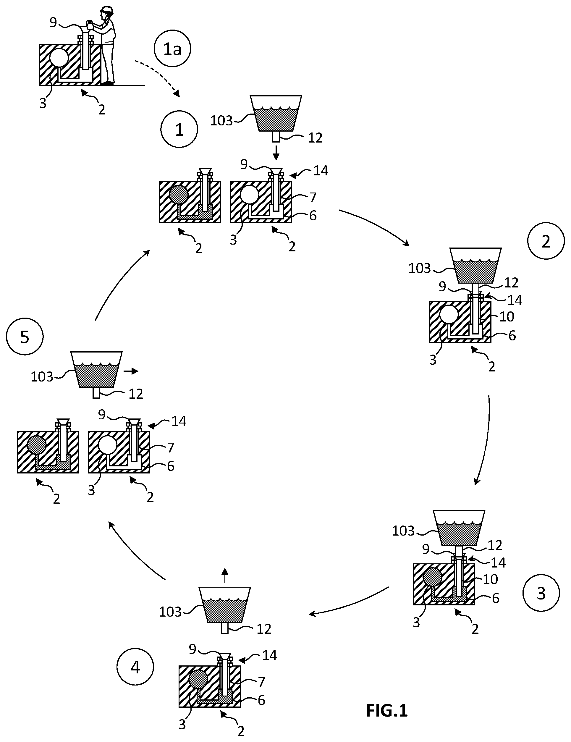 Patent US12508646 — Mould for casting molten metal comprising a coupling mechanism for a shroud, casting installation for casting a molten metal and method for casting a molten metal — Figure 1