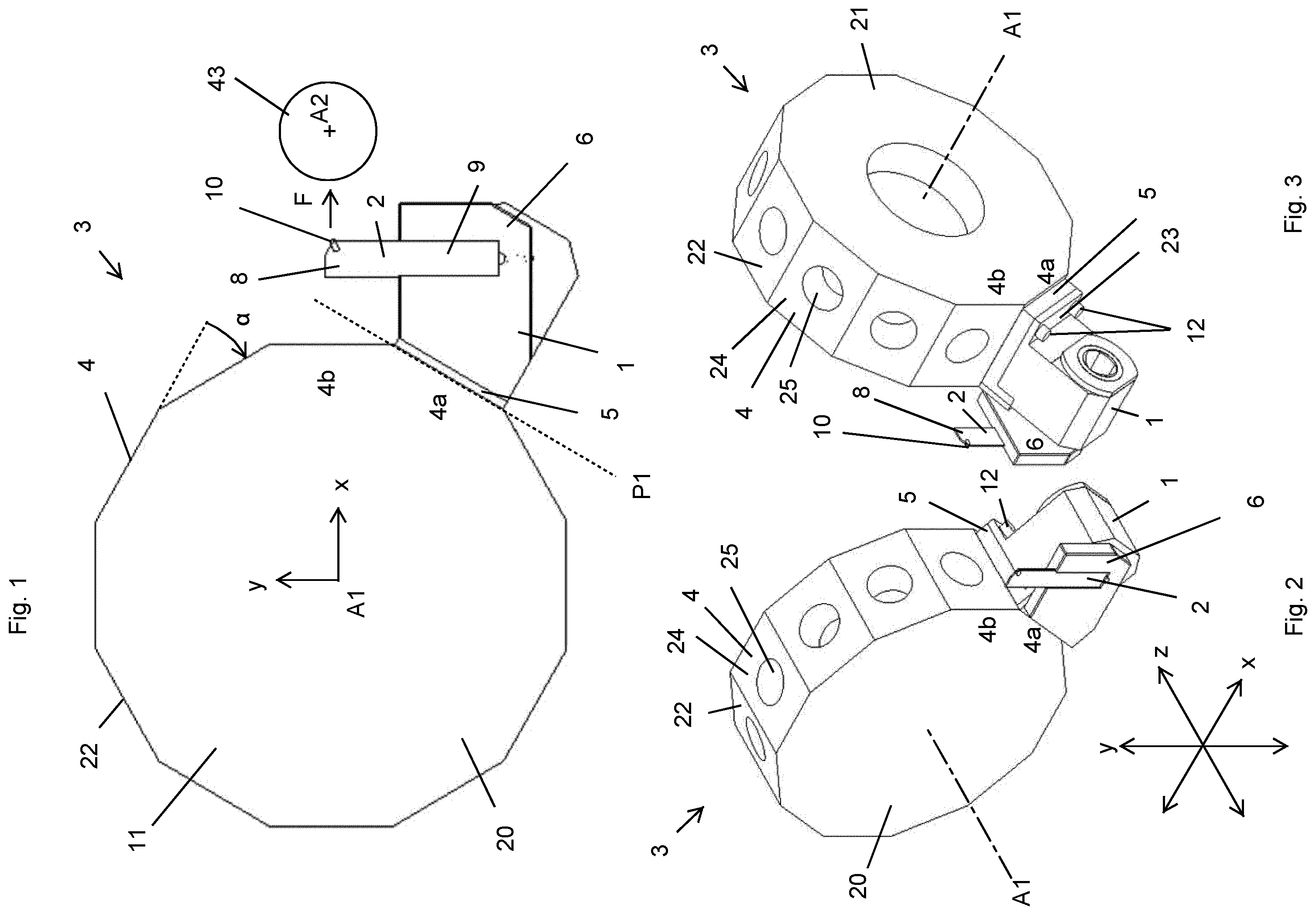 Patent US12508657 Figure 1 – Tool holder and a parting and grooving tool for an indexable turret, and a machining method therefor