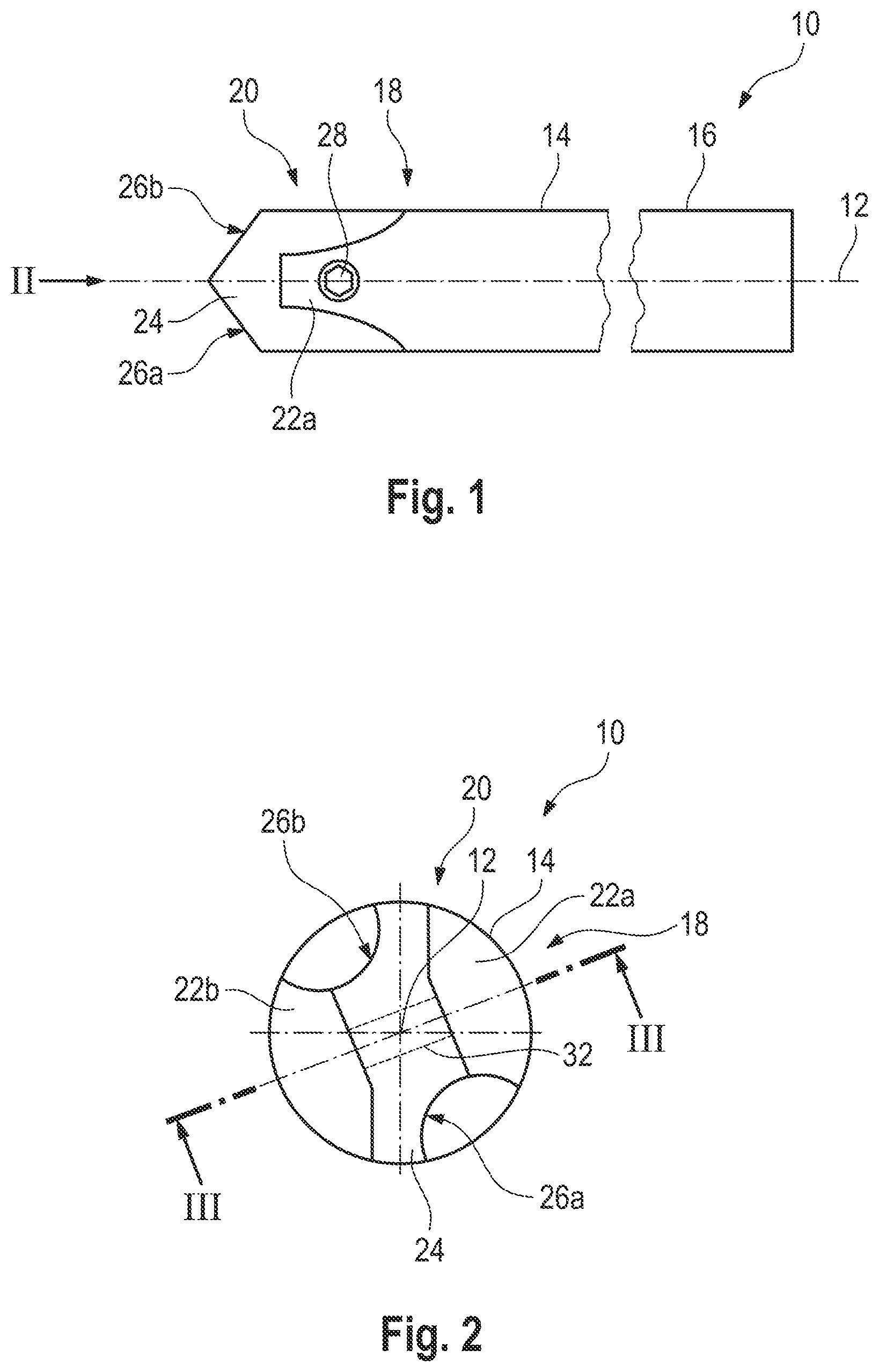 Patent US12508660 Figure 1 – Rotary cutting tool and holding element for a rotary cutting tool