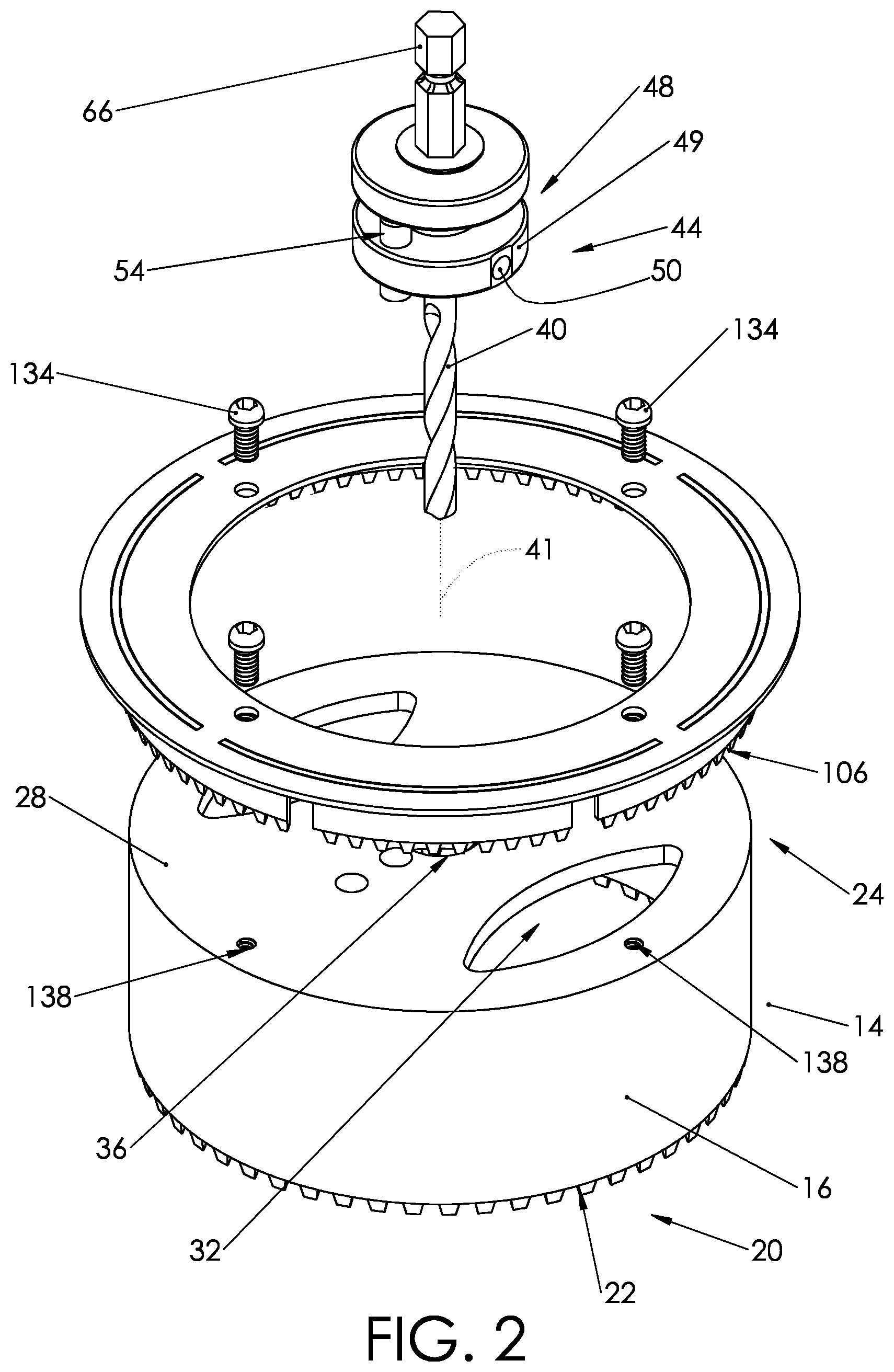 Patent US12508662 Figure 2 – Hole saw