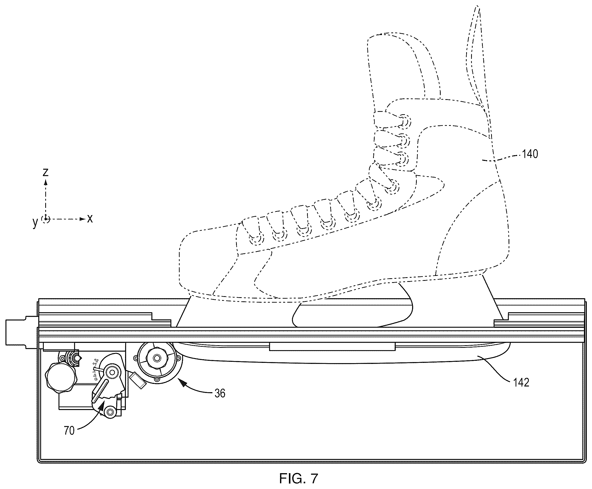 Patent US12508684 Figure 7 – Skate blade sharpening system